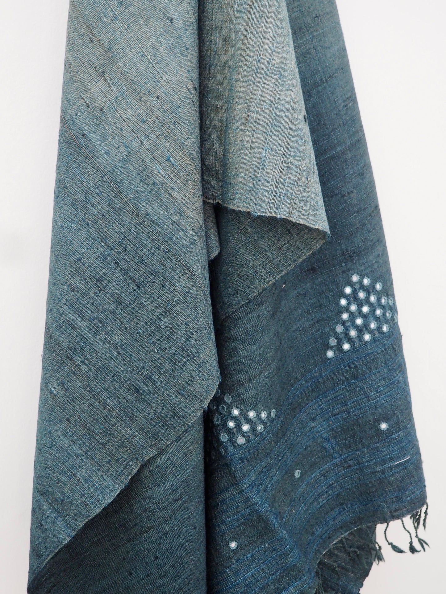 Ombré Grey Indigo Silk and Wool Handloomed Scarf