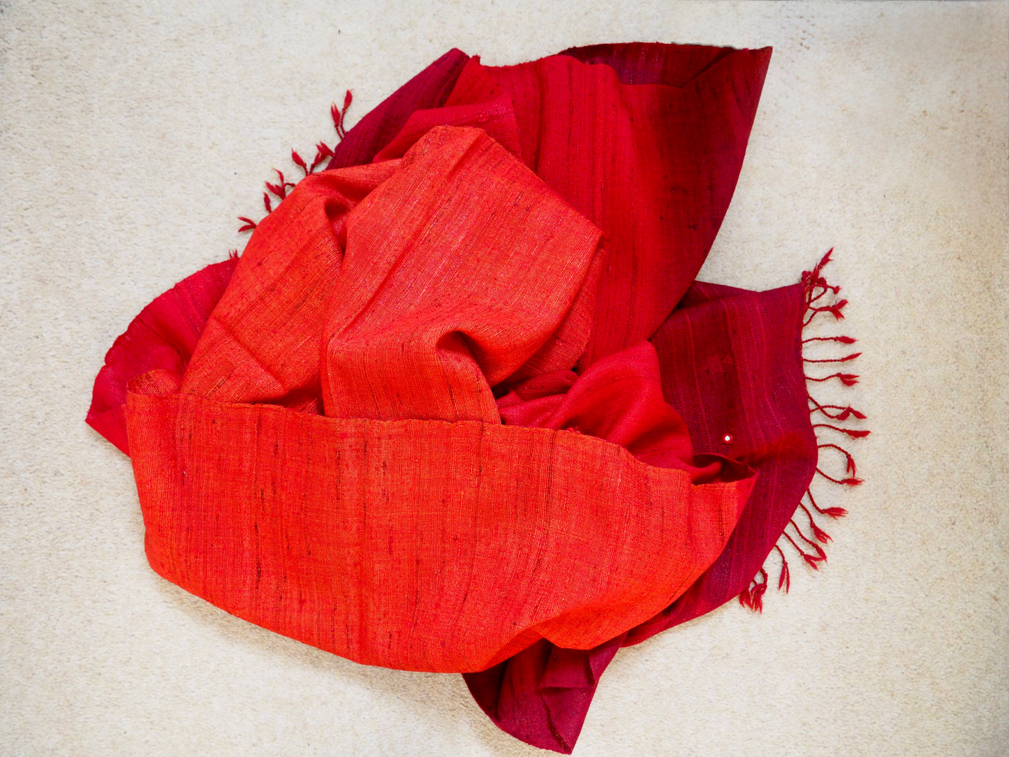 Ombré Red Silk and Wool Handloomed Scarf