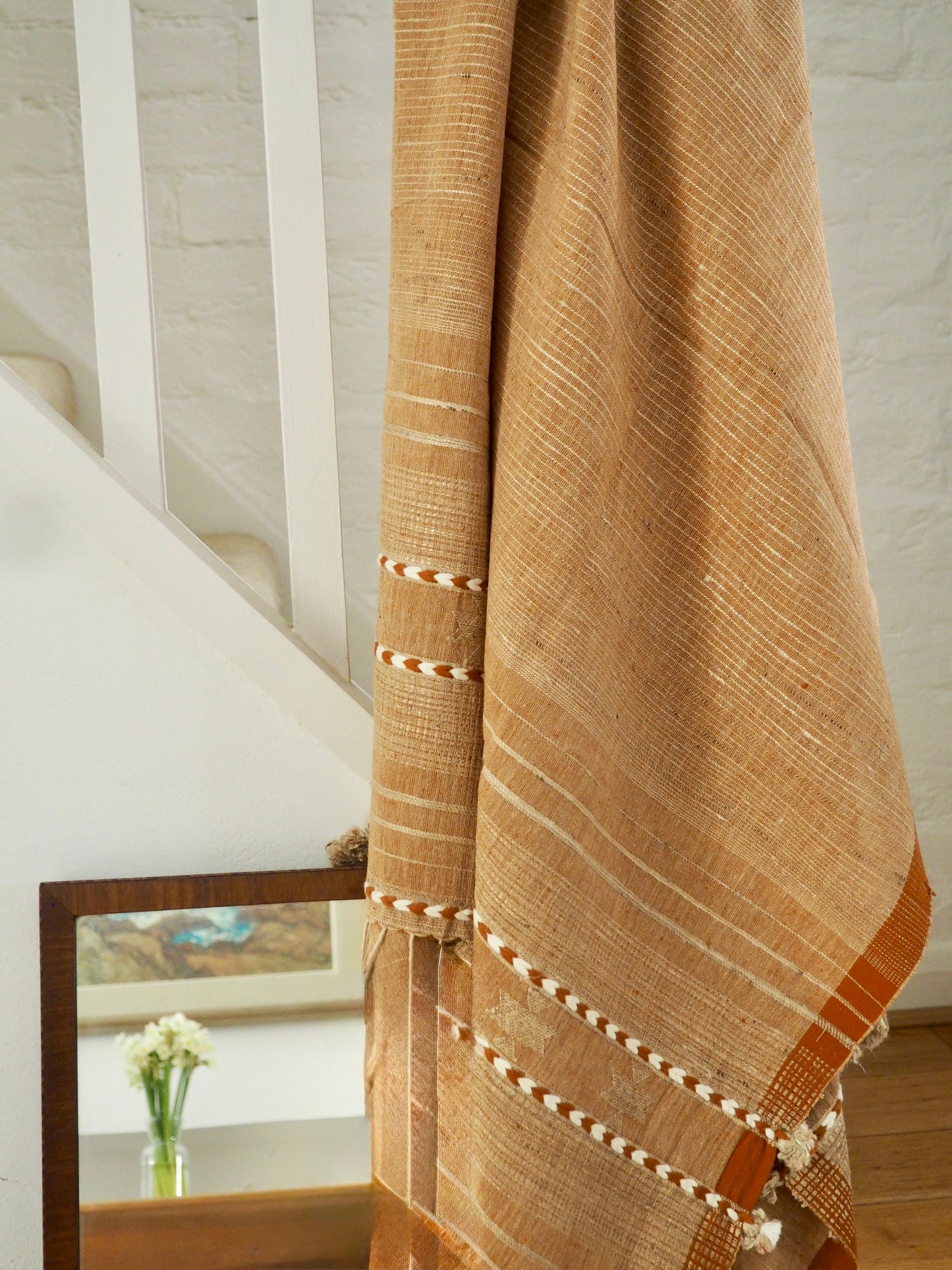 Burnt Sienna Handloomed Cotton and Silk Throw