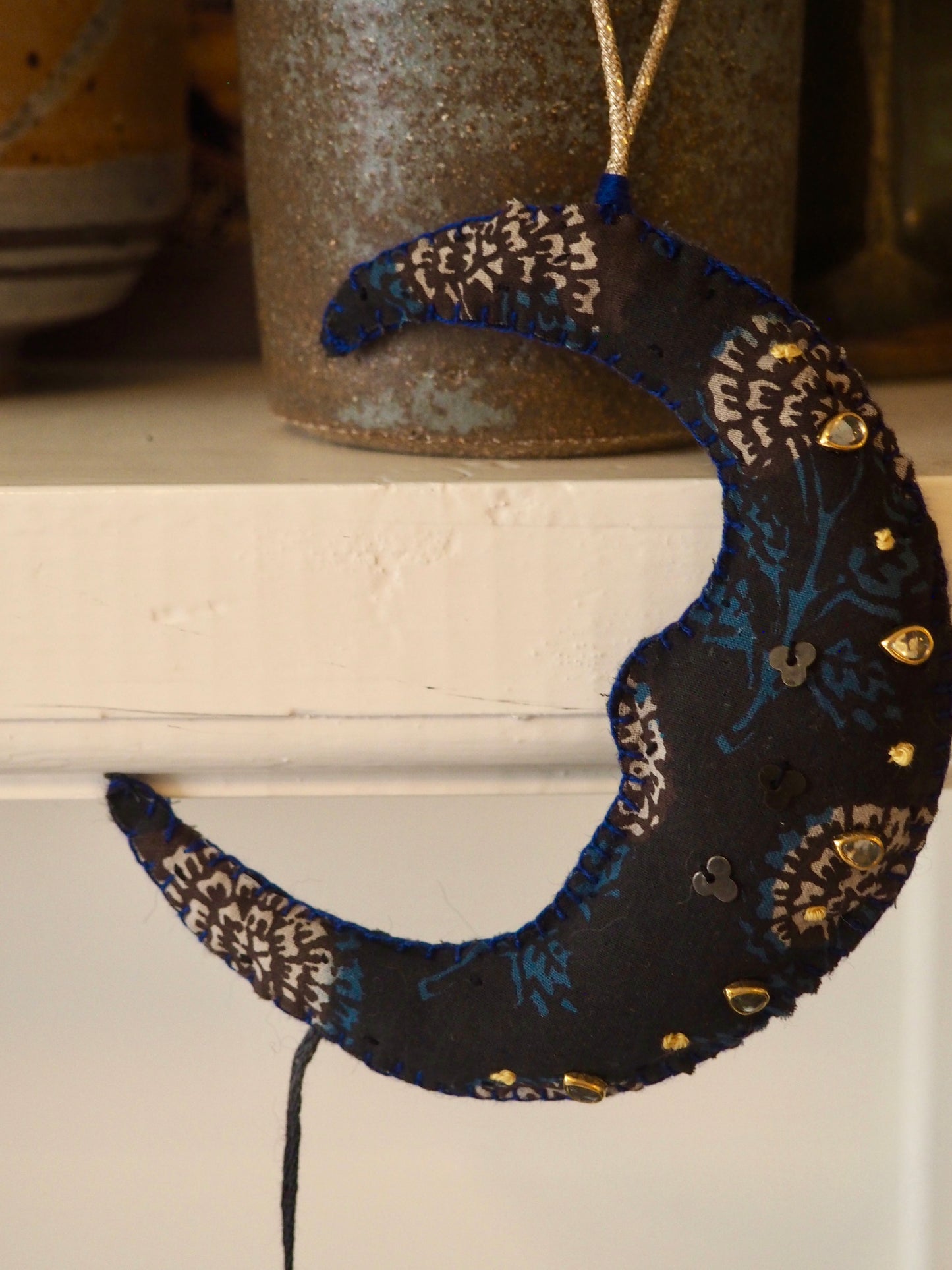 Indigo Blue Crescent Moon