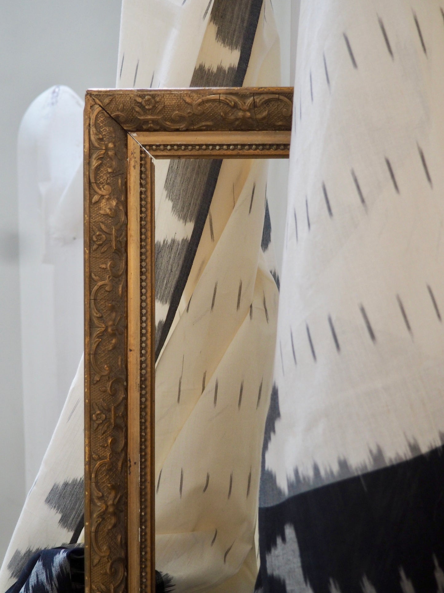 White & Black Ikat Scarf