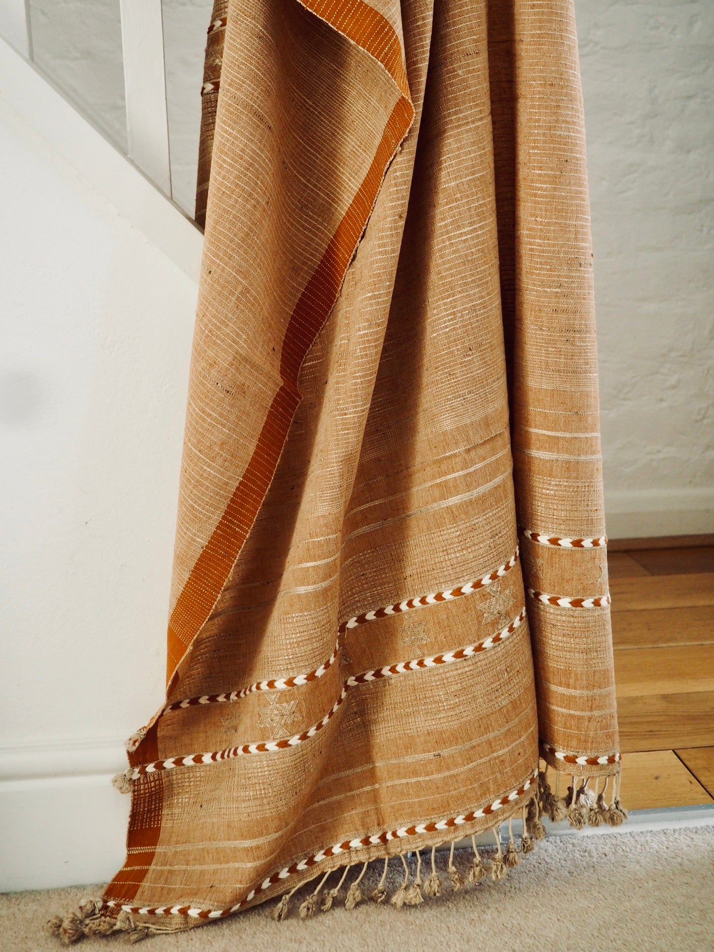 Burnt Sienna Handloomed Cotton and Silk Throw