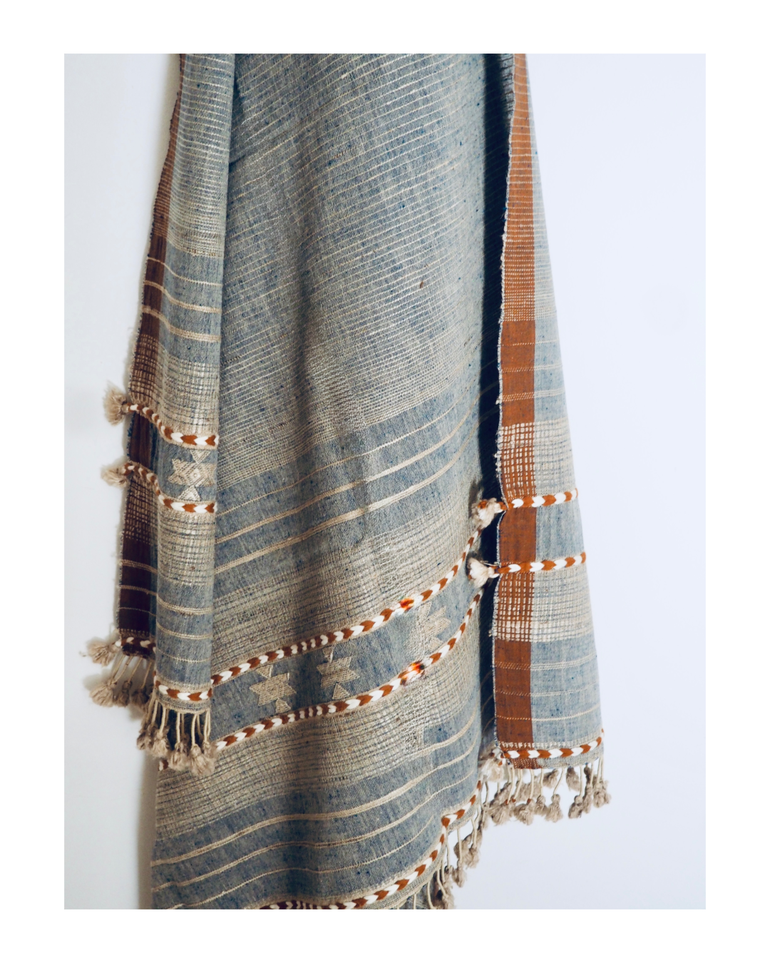 Denim Blue Handloomed Cotton and Silk Throw