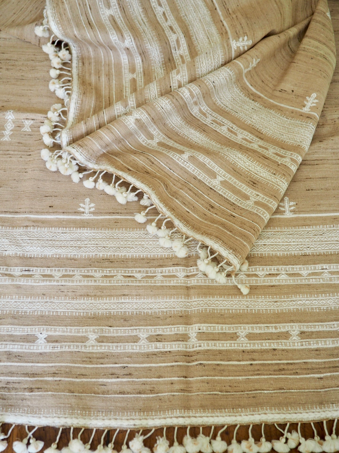 Natural Cream Silk and Wool Throw