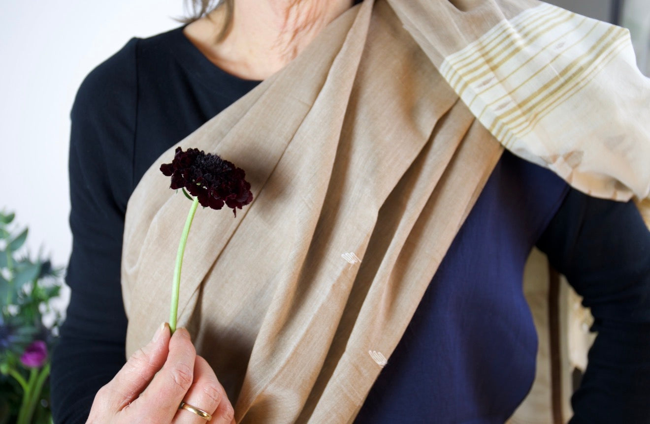 Cream & Ochre Jamdani Scarf