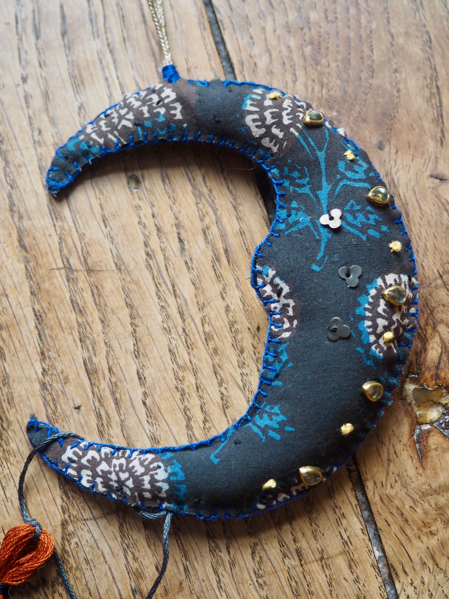 Indigo Blue Crescent Moon