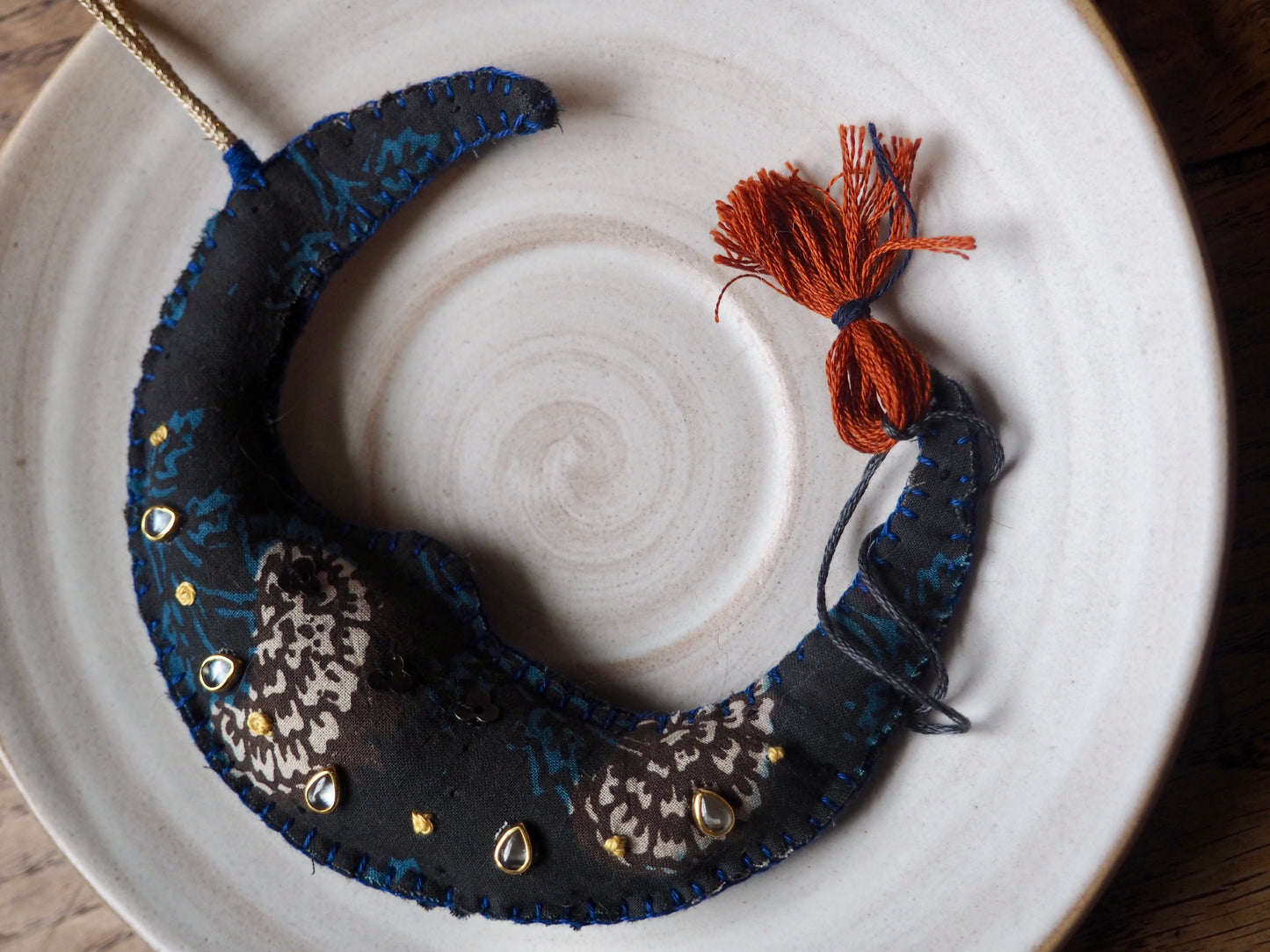 Indigo Blue Crescent Moon