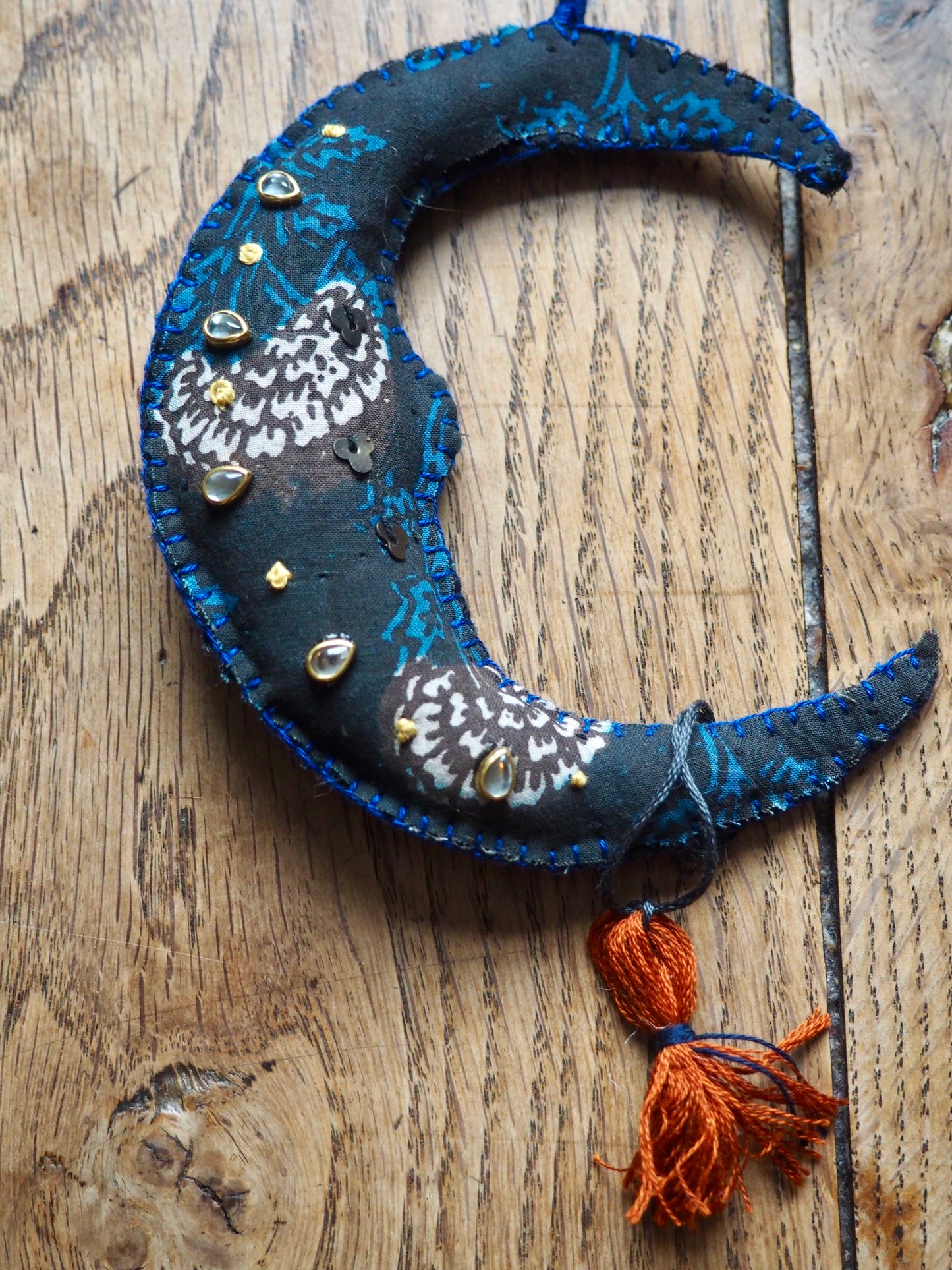 Indigo Blue Crescent Moon