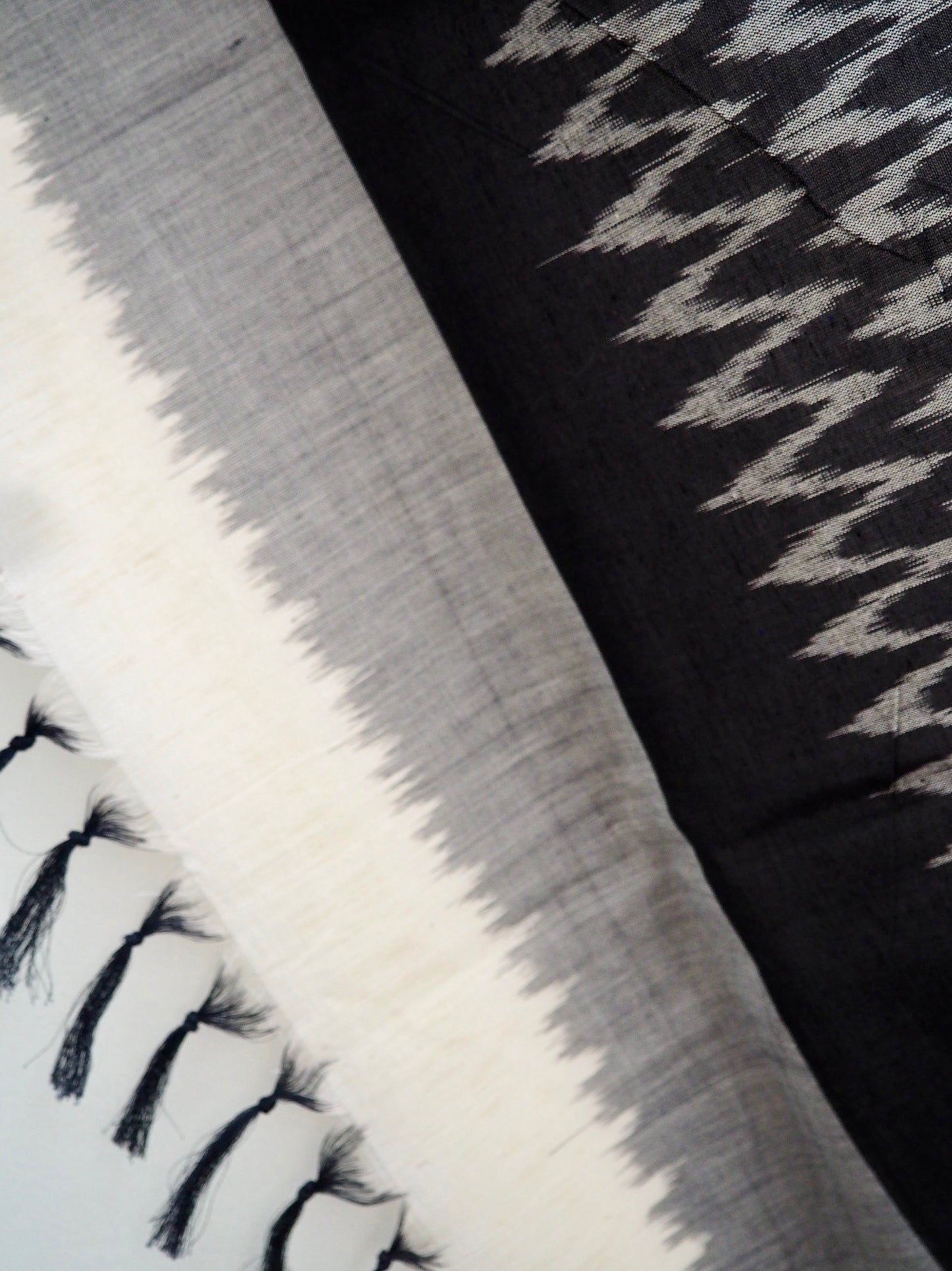 White & Black Ikat Scarf