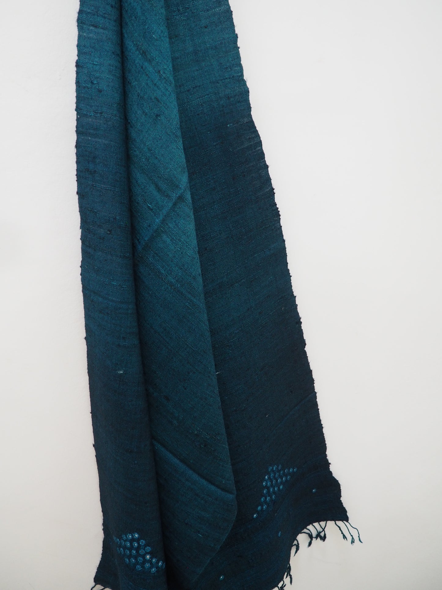 Ombré Deep Indigo Silk and Wool Handloomed Scarf