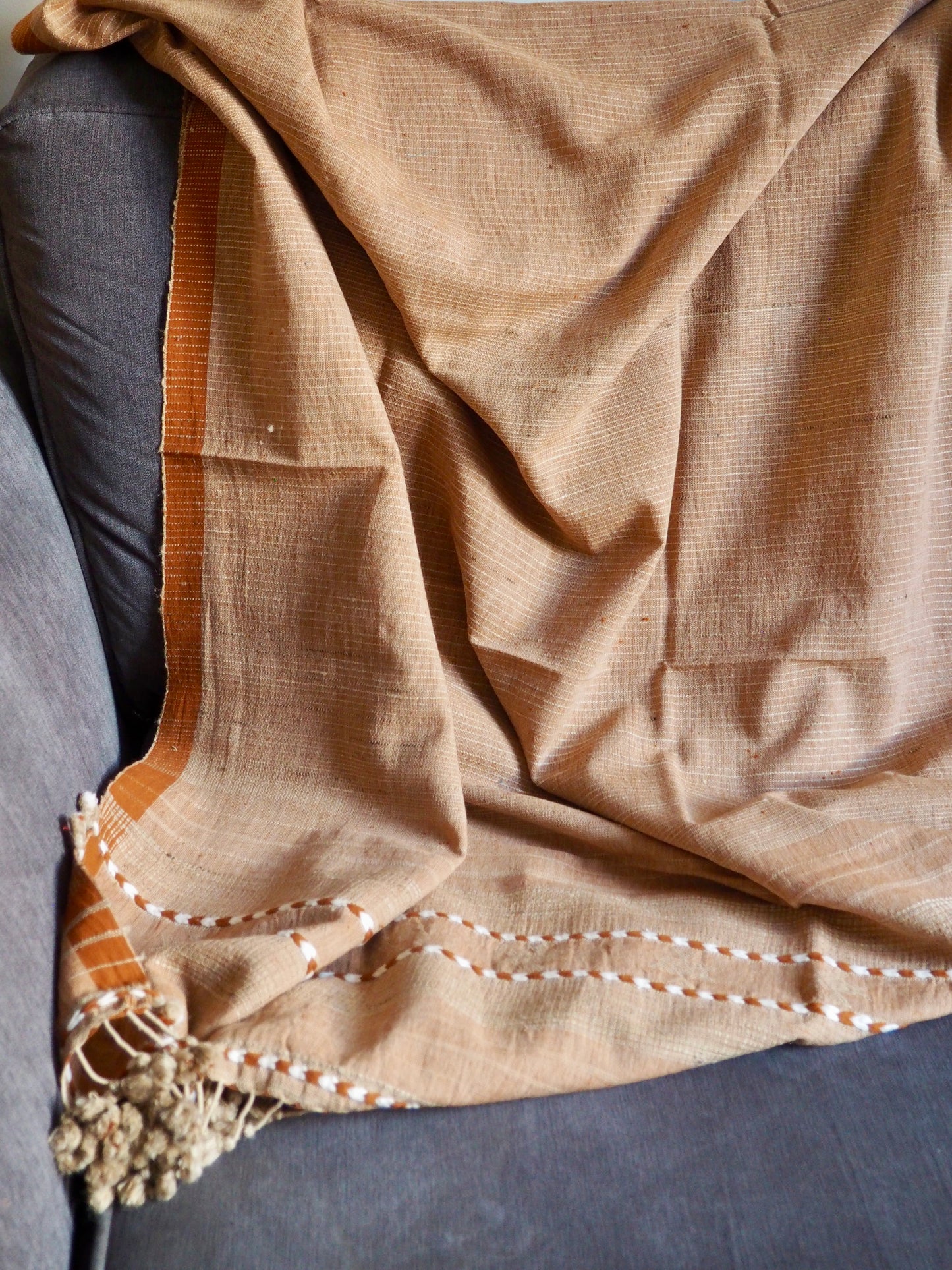 Burnt Sienna Handloomed Cotton and Silk Throw