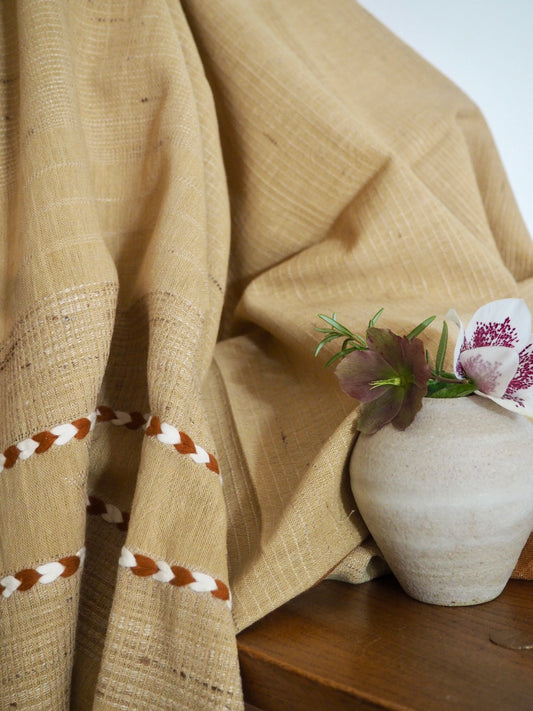 Butter Cream Handloomed Cotton and Silk Throw