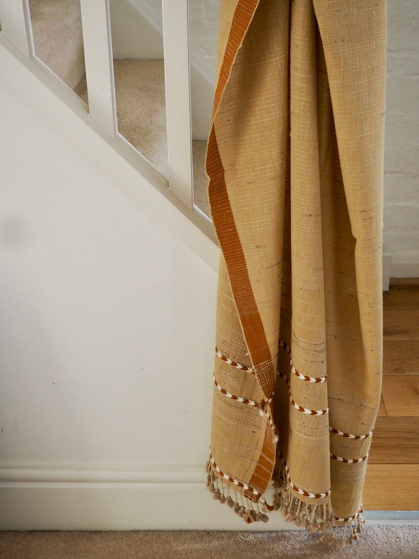 Butter Cream Handloomed Cotton and Silk Throw