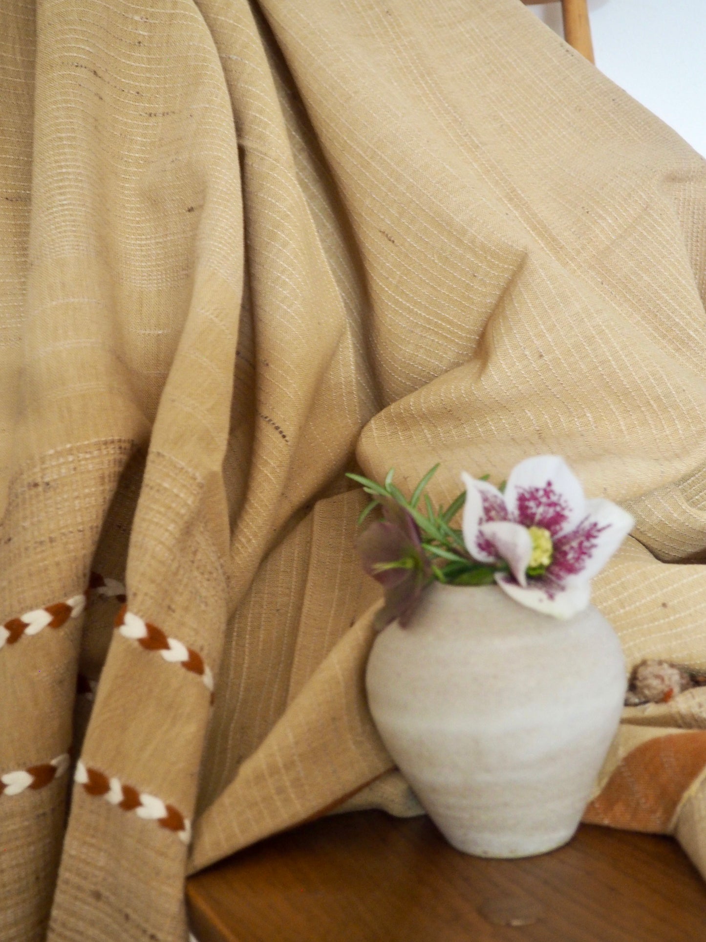 Butter Cream Handloomed Cotton and Silk Throw
