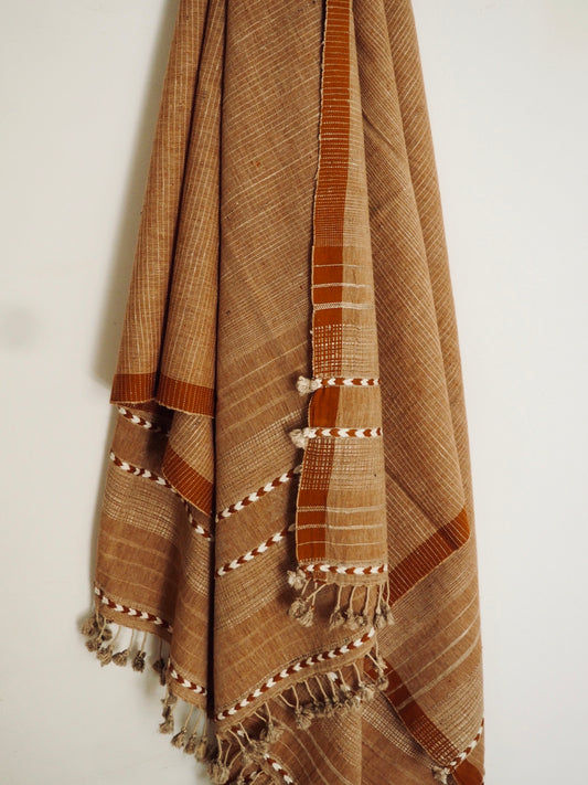 Burnt Sienna Handloomed Cotton and Silk Throw