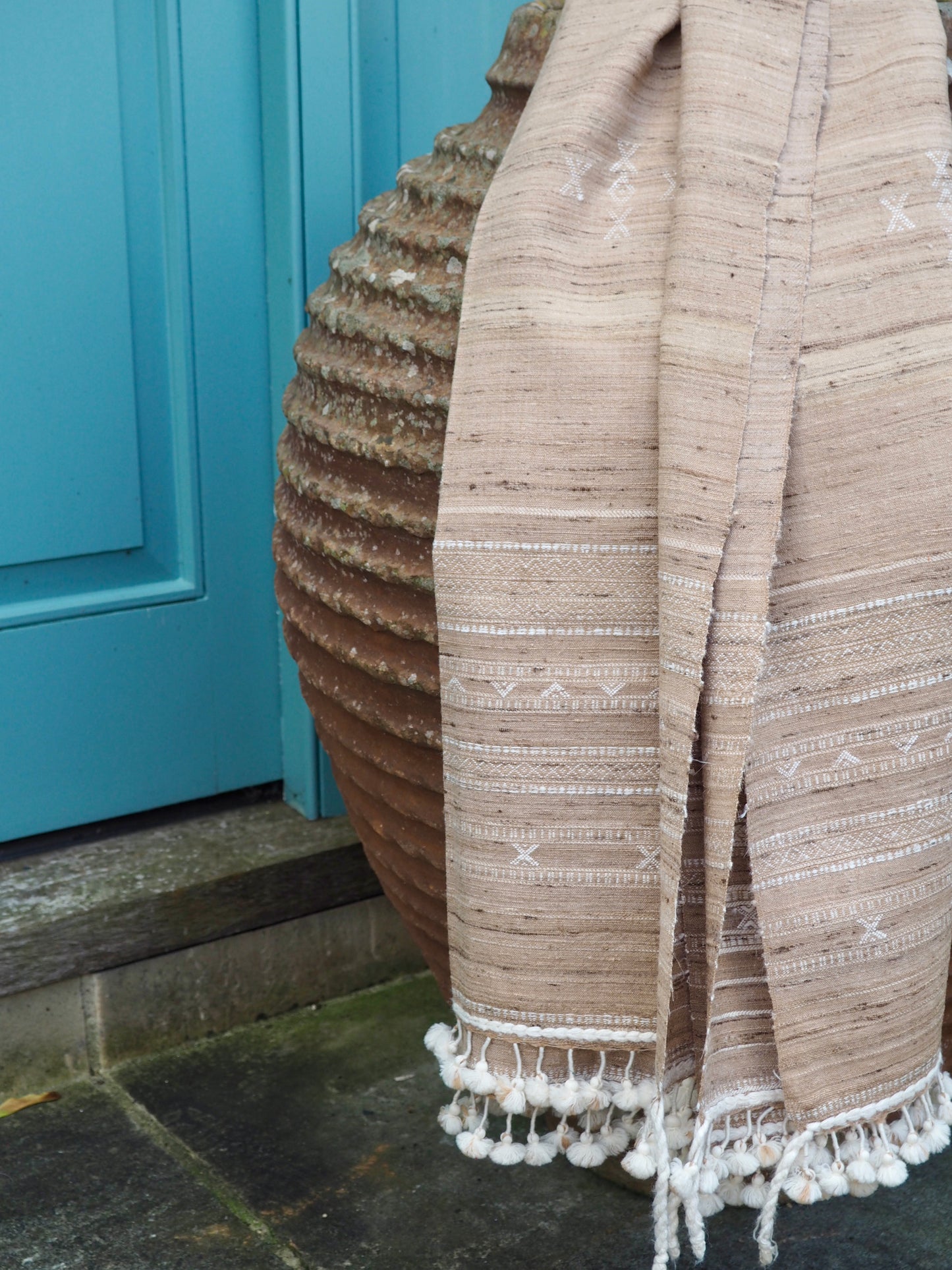 Natural Cream Silk and Wool Throw