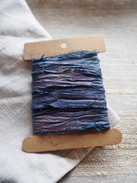 Storm Blue Recycled Sari Silk Ribbon
