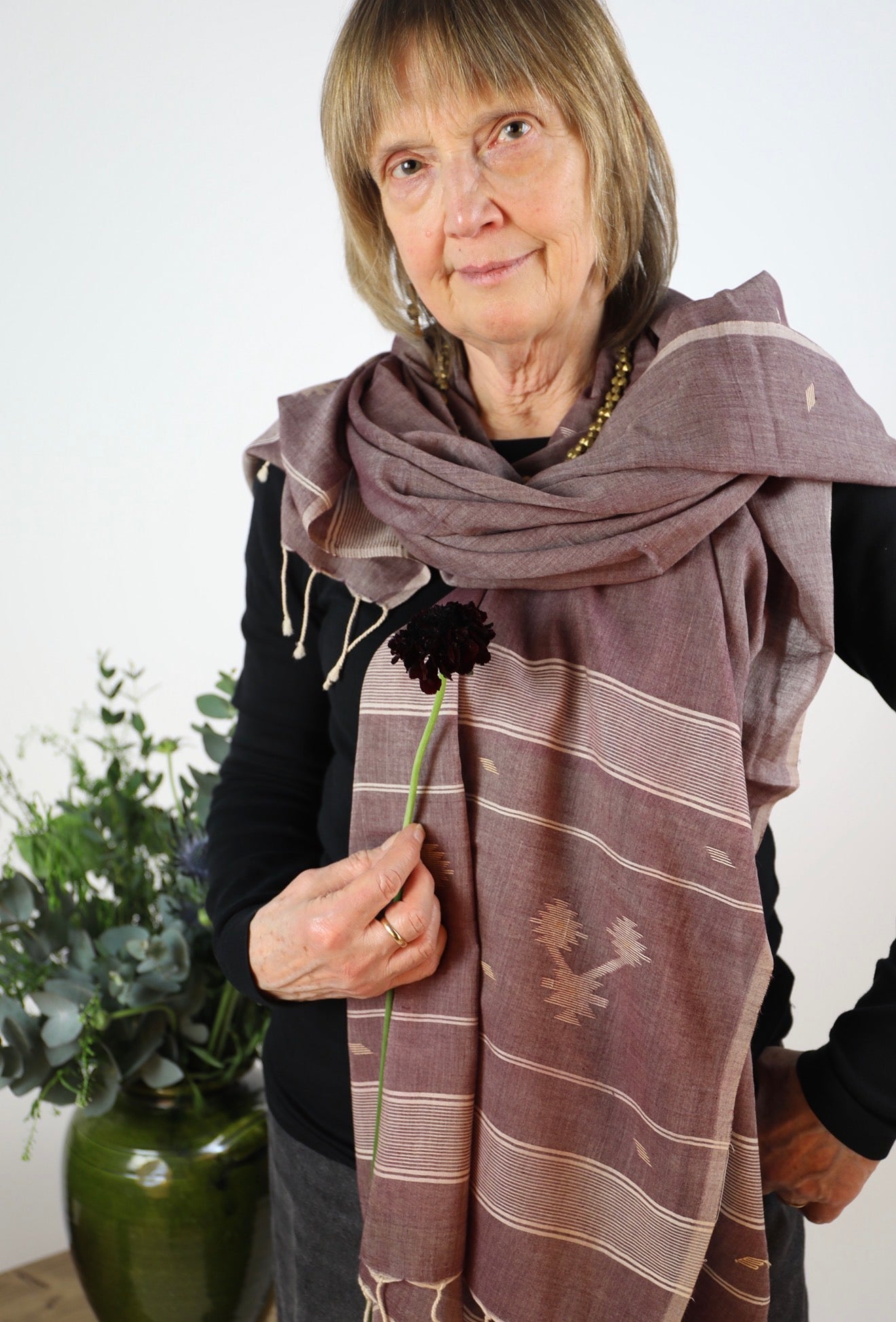 Plum Jamdani Scarf