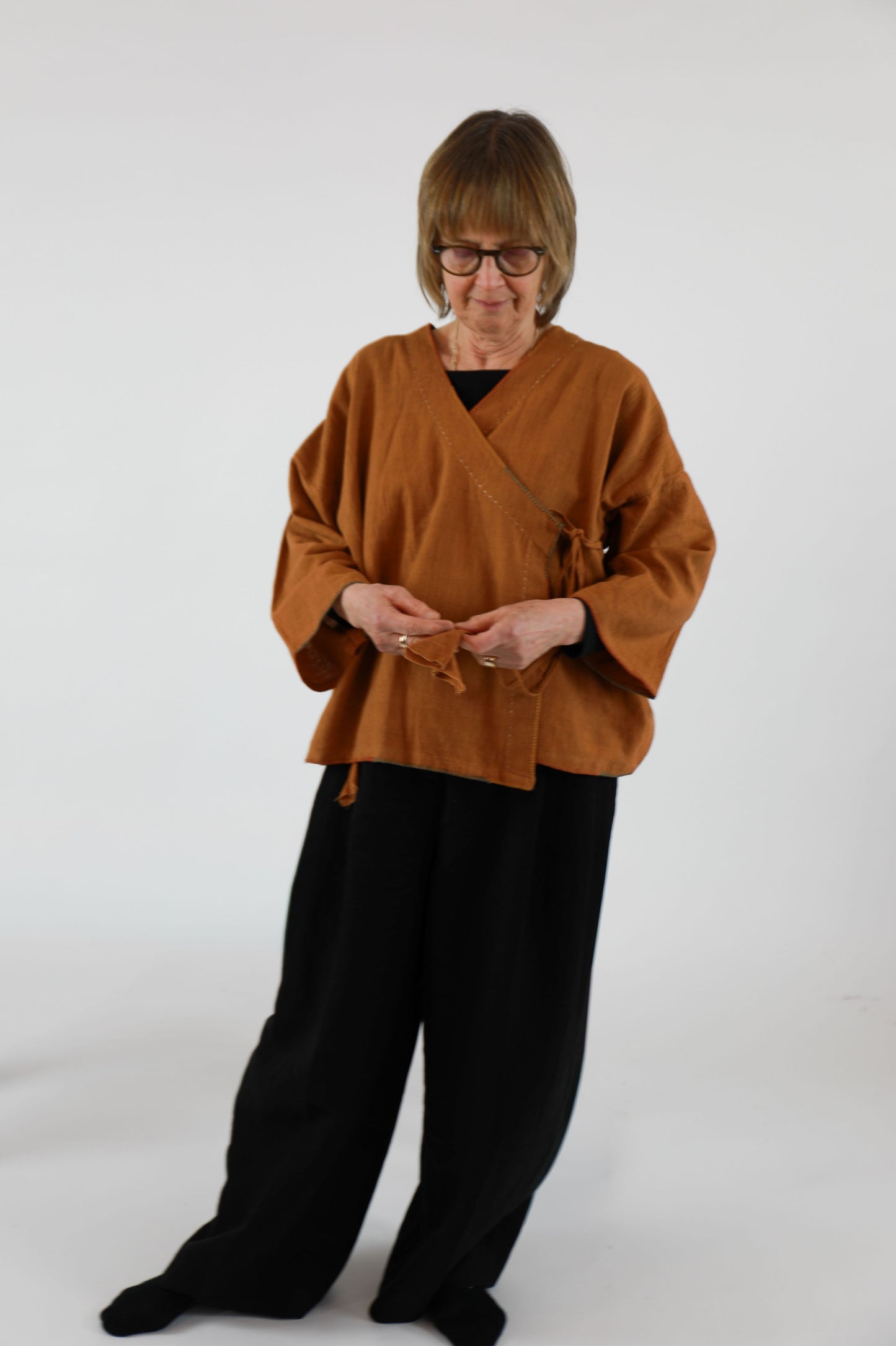 Kala Cotton Wrap Top Natural Brown