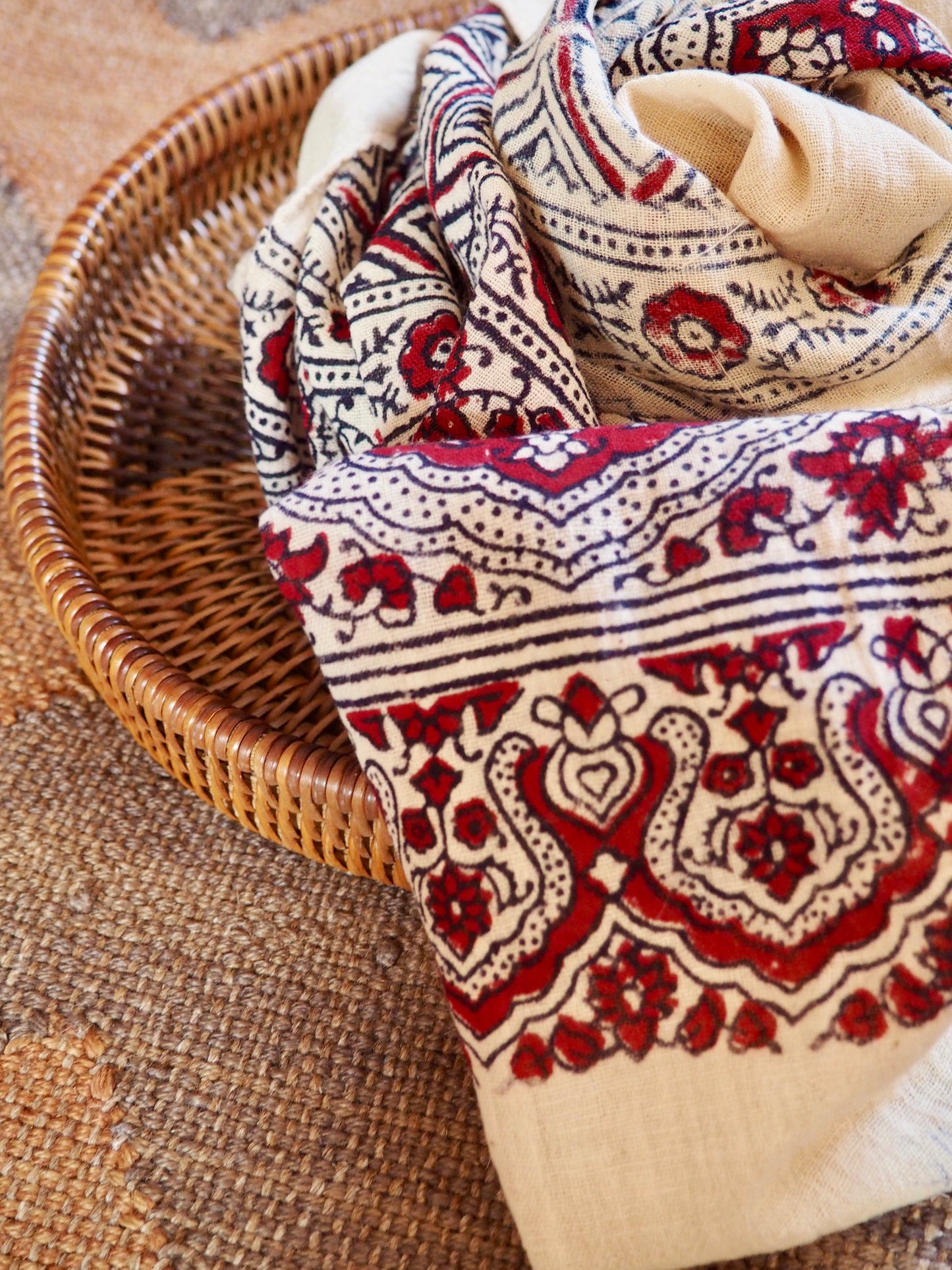 Ajrakh Printed Geometric Cotton Scarf