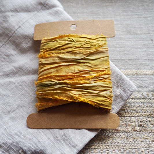 Pastel Yellow Recycled Sari Silk Ribbon