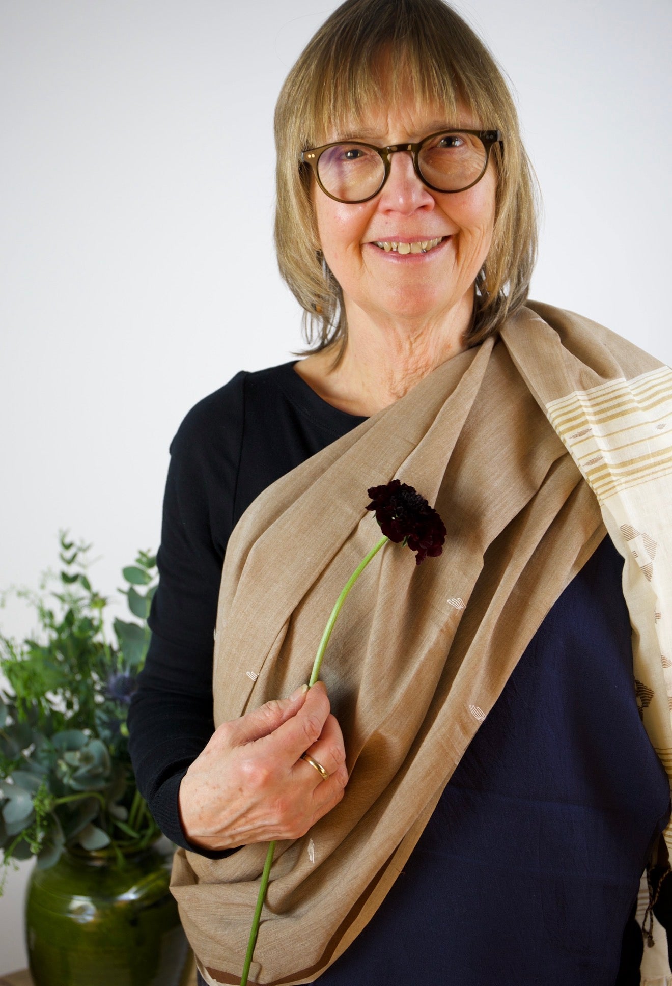 Cream & Ochre Jamdani Scarf