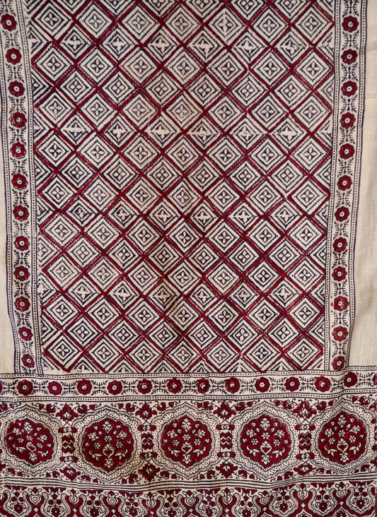 Ajrakh Printed Geometric Cotton Scarf