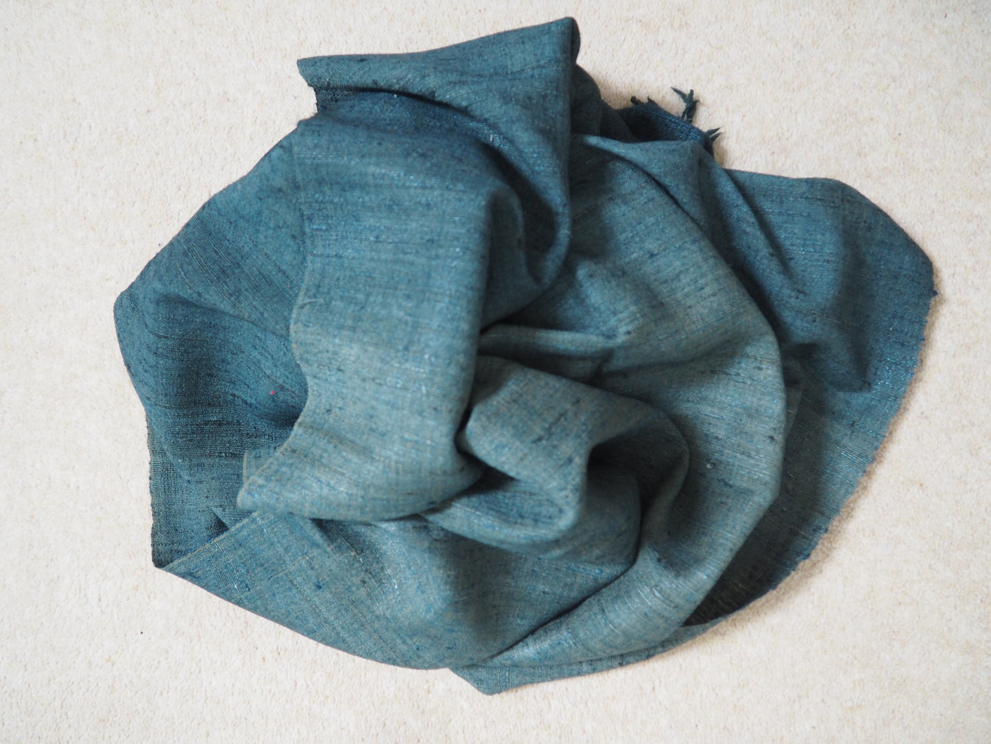 Ombré Grey Indigo Silk and Wool Handloomed Scarf