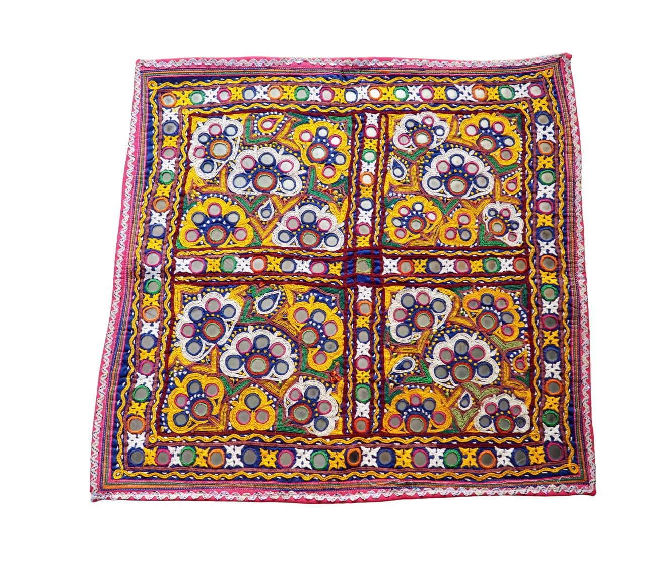 Pink Vintage Ahir Community Embroidered Wall Hanging