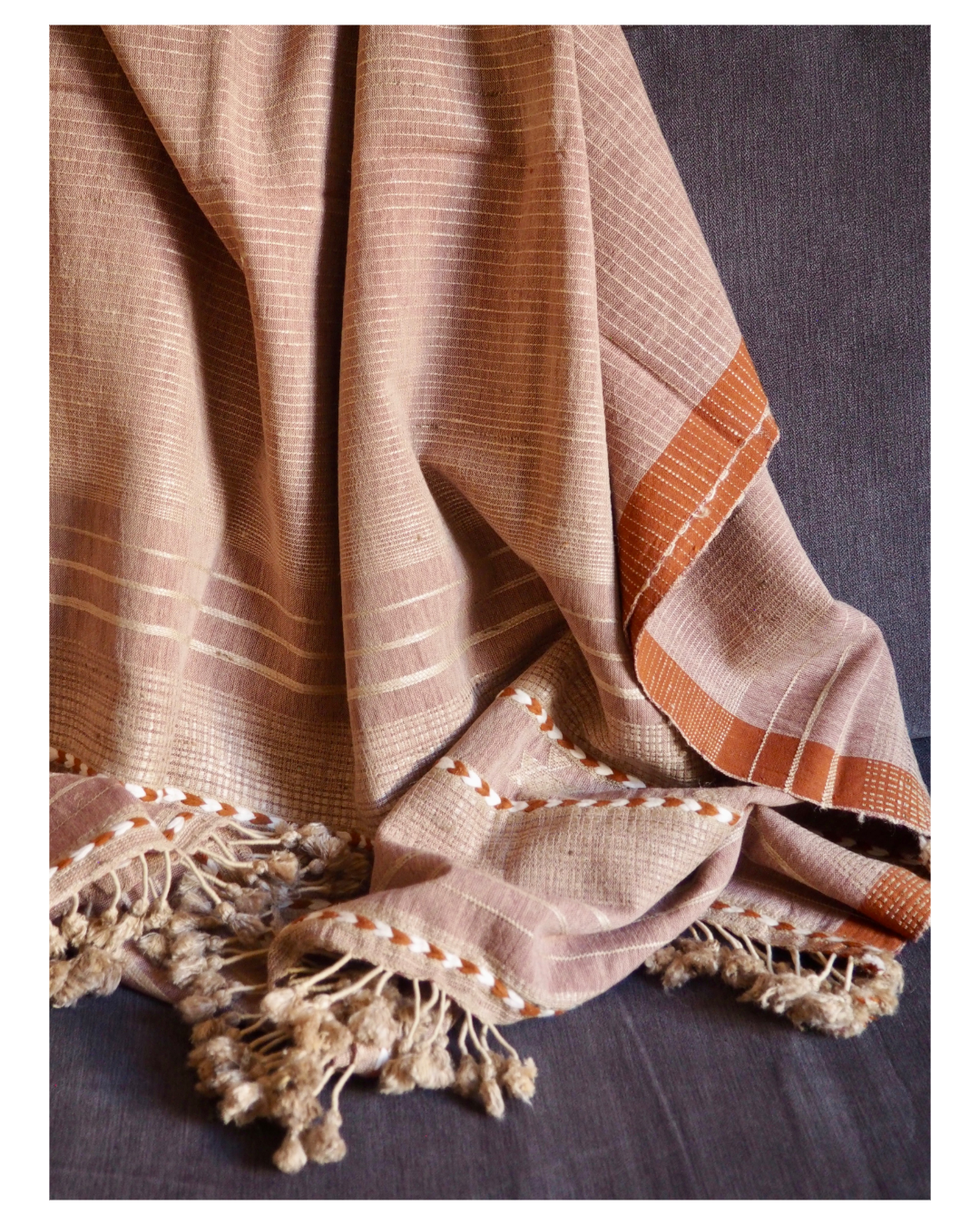 Dusky Pink Handloomed Cotton and Silk Throw