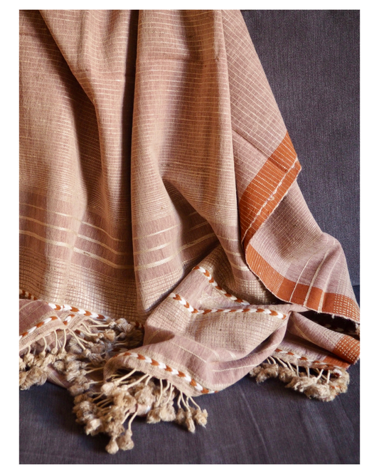 Dusky Pink Handloomed Cotton and Silk Throw