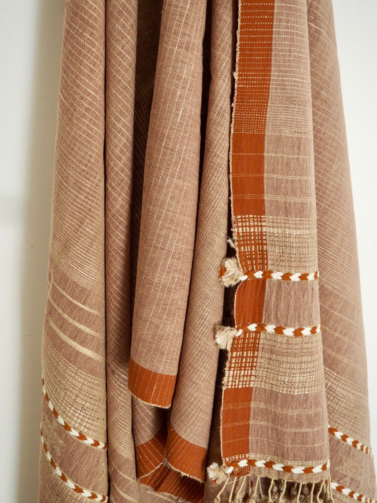 Dusky Pink Handloomed Cotton and Silk Throw