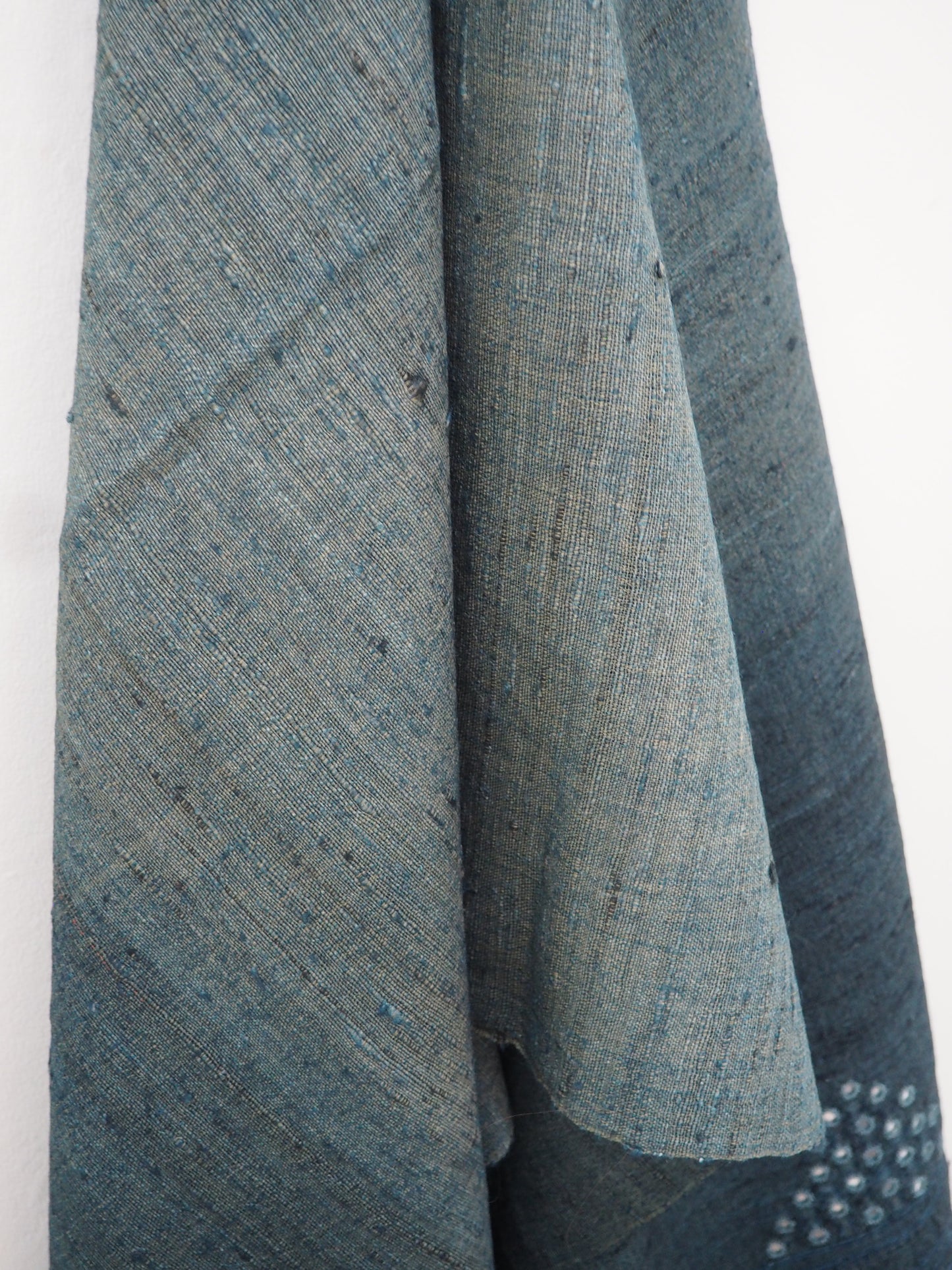 Ombré Grey Indigo Silk and Wool Handloomed Scarf