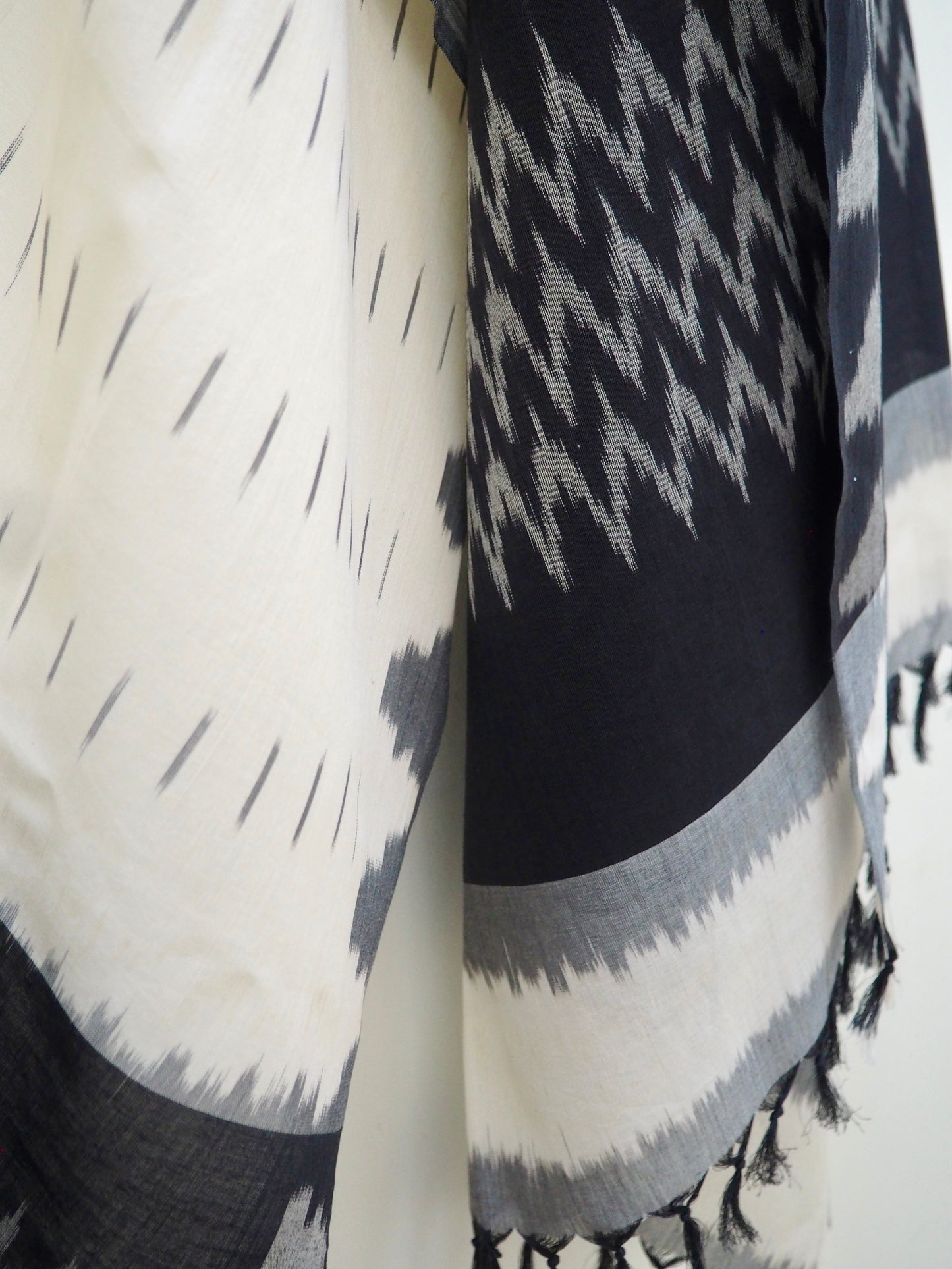 White & Black Ikat Scarf
