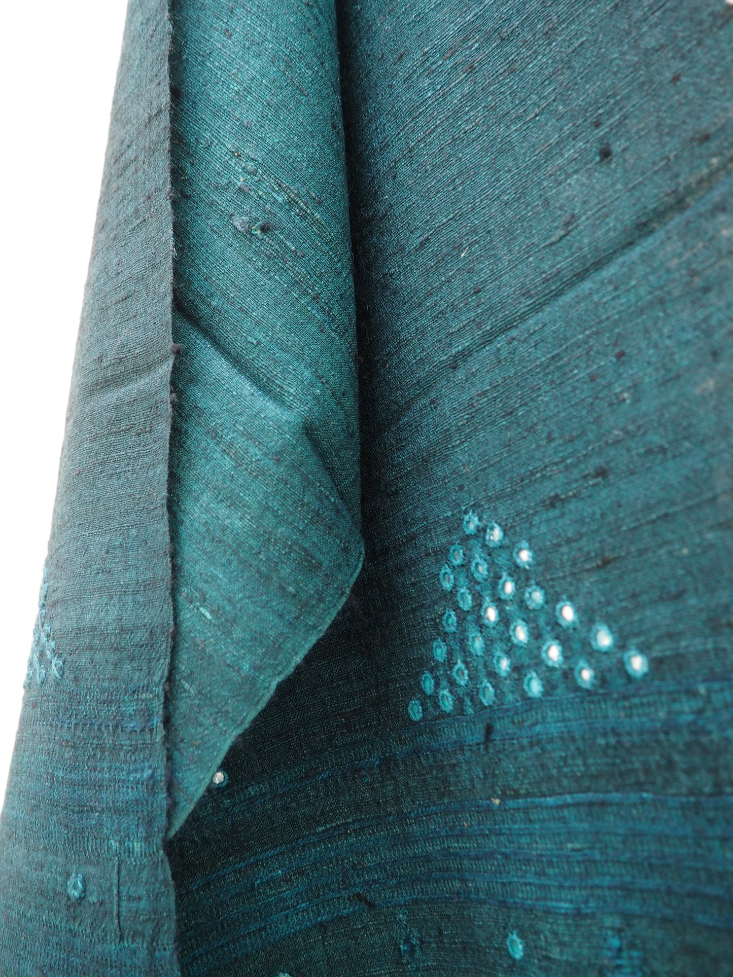 Ombré Deep Indigo Silk and Wool Handloomed Scarf