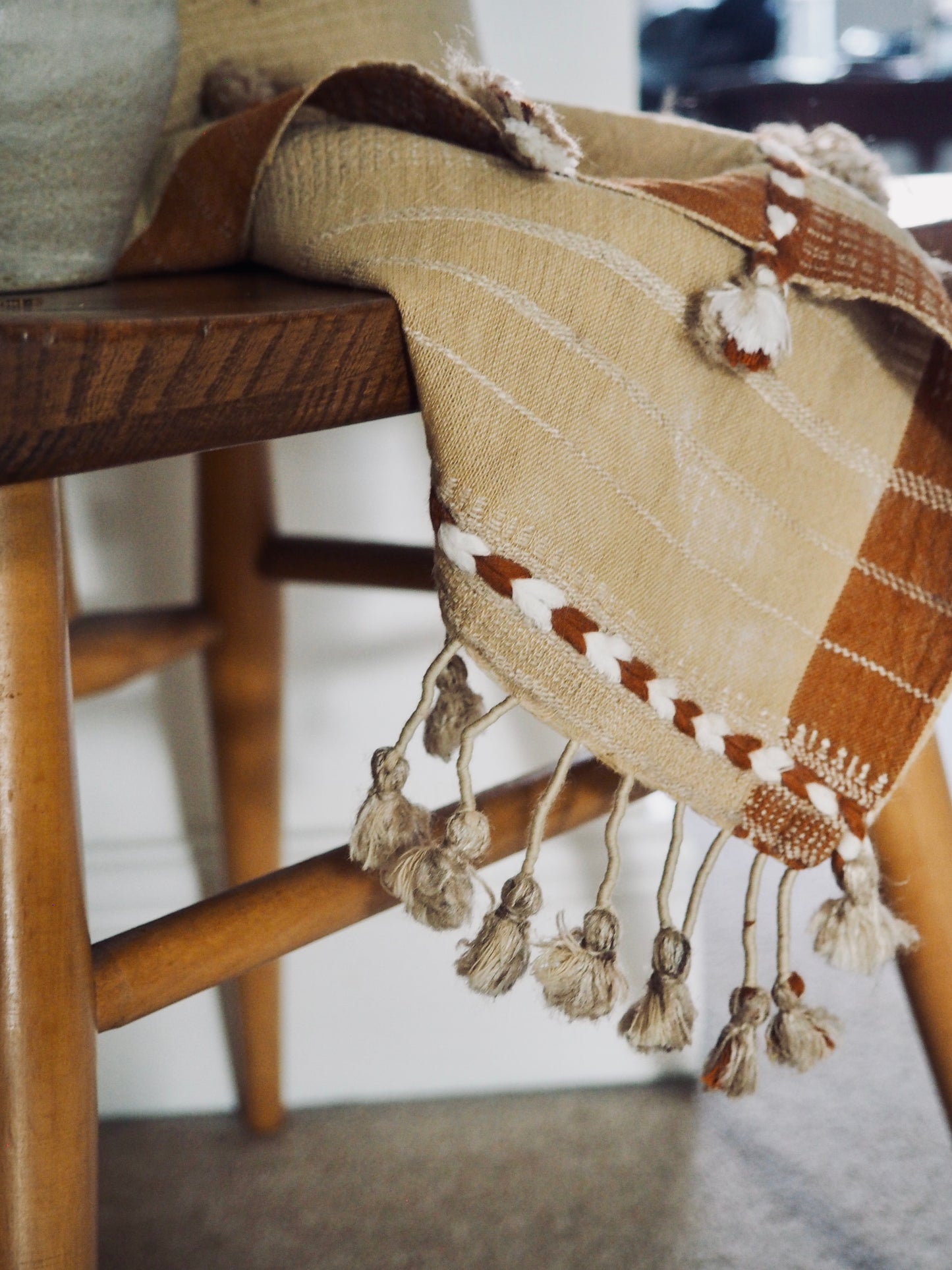 Butter Cream Handloomed Cotton and Silk Throw