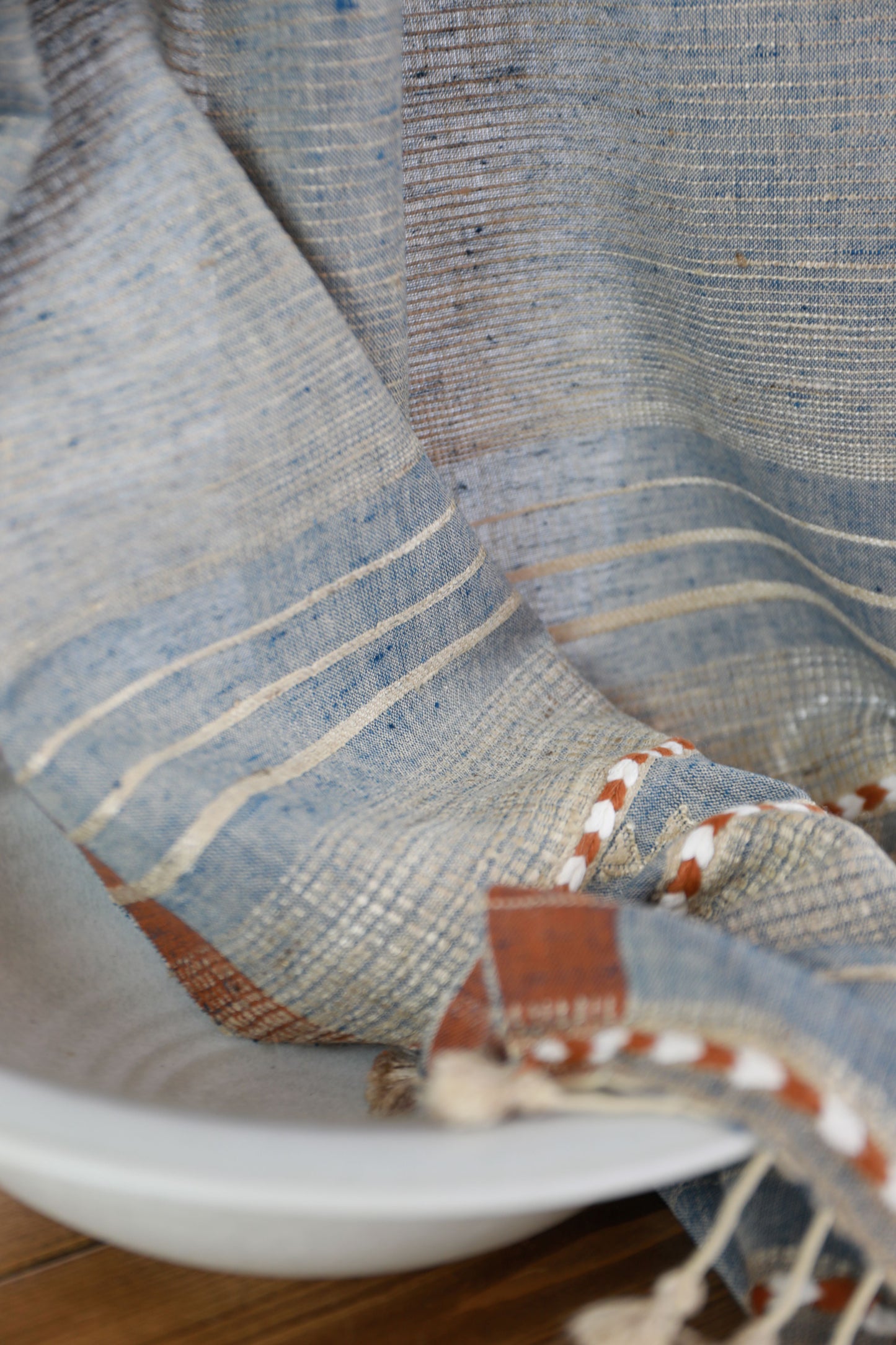 Denim Blue Handloomed Cotton and Silk Throw