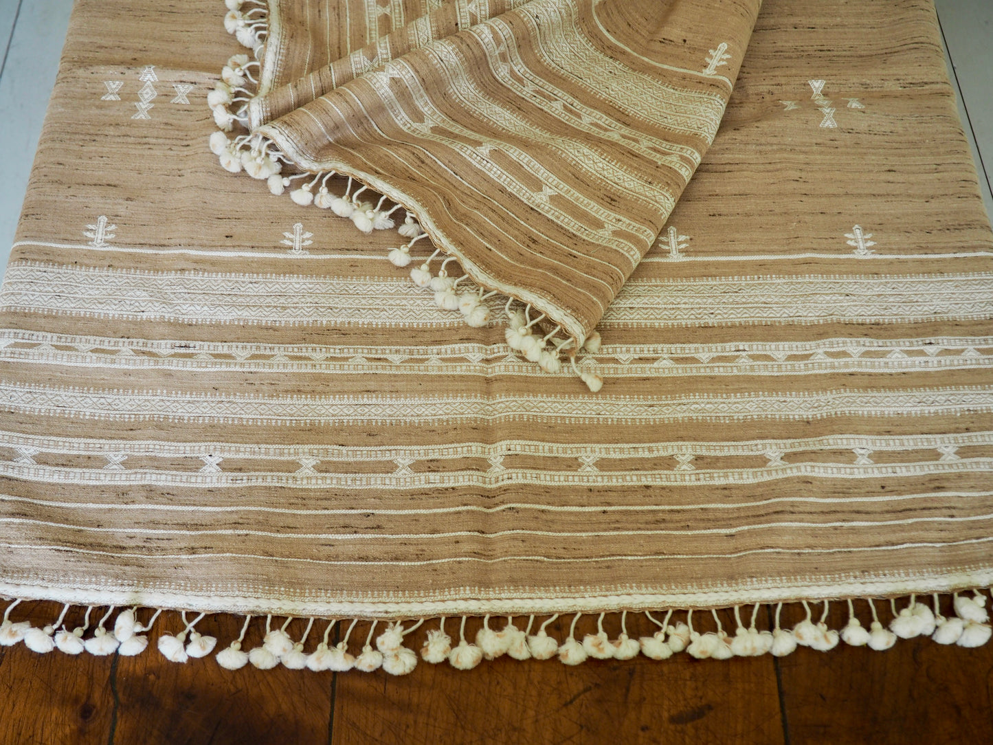 Natural Cream Silk and Wool Throw