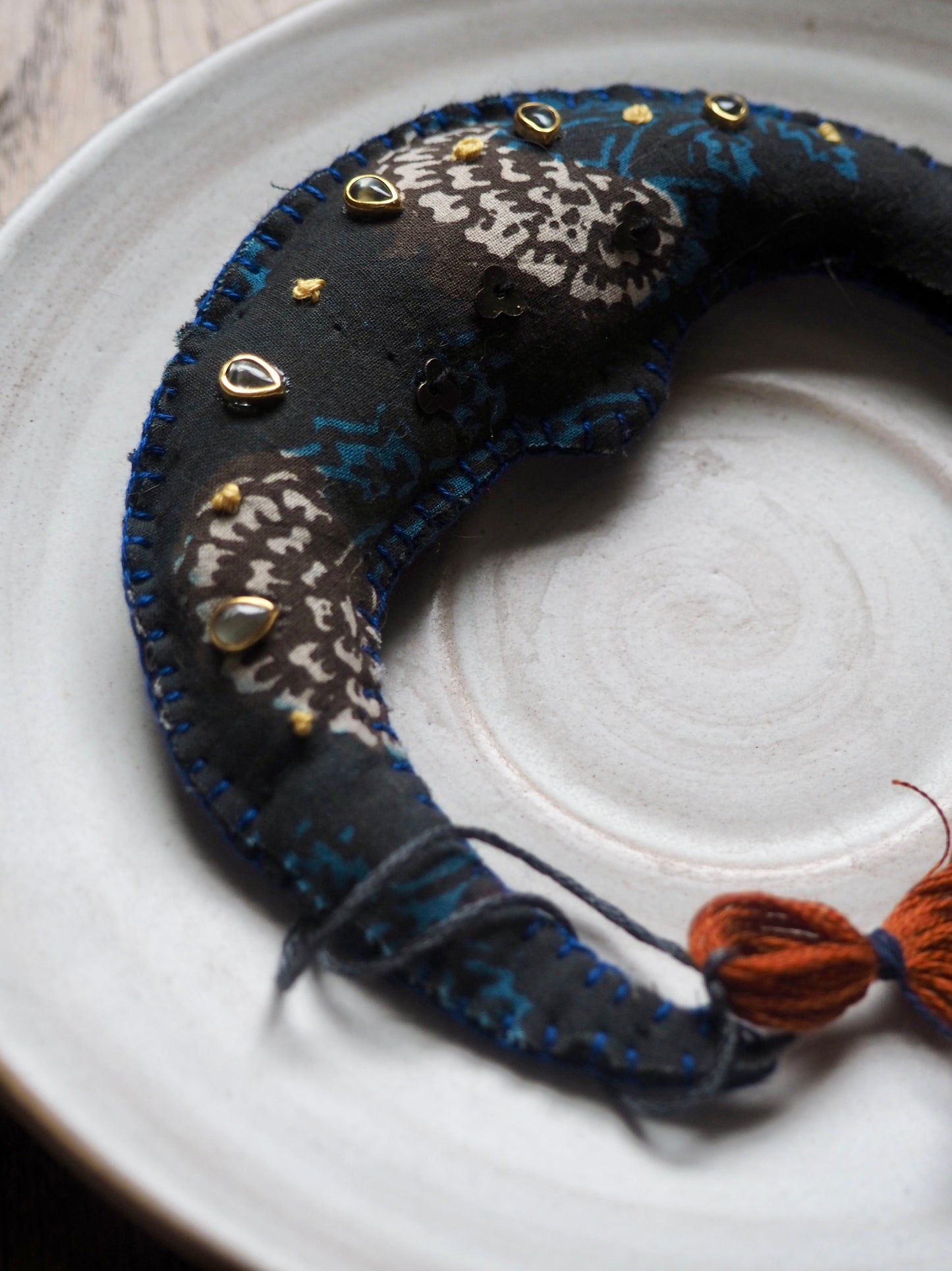 Indigo Blue Crescent Moon