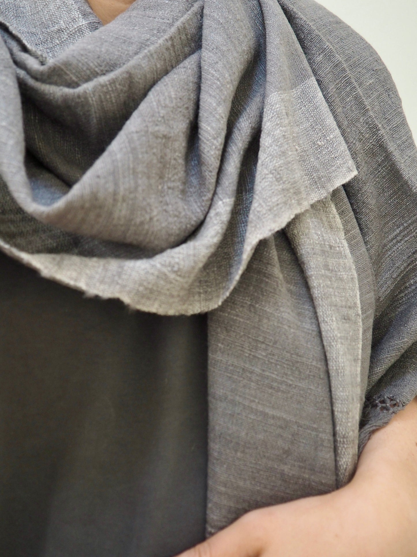 Eri Silk Scarf Charcoal Grey