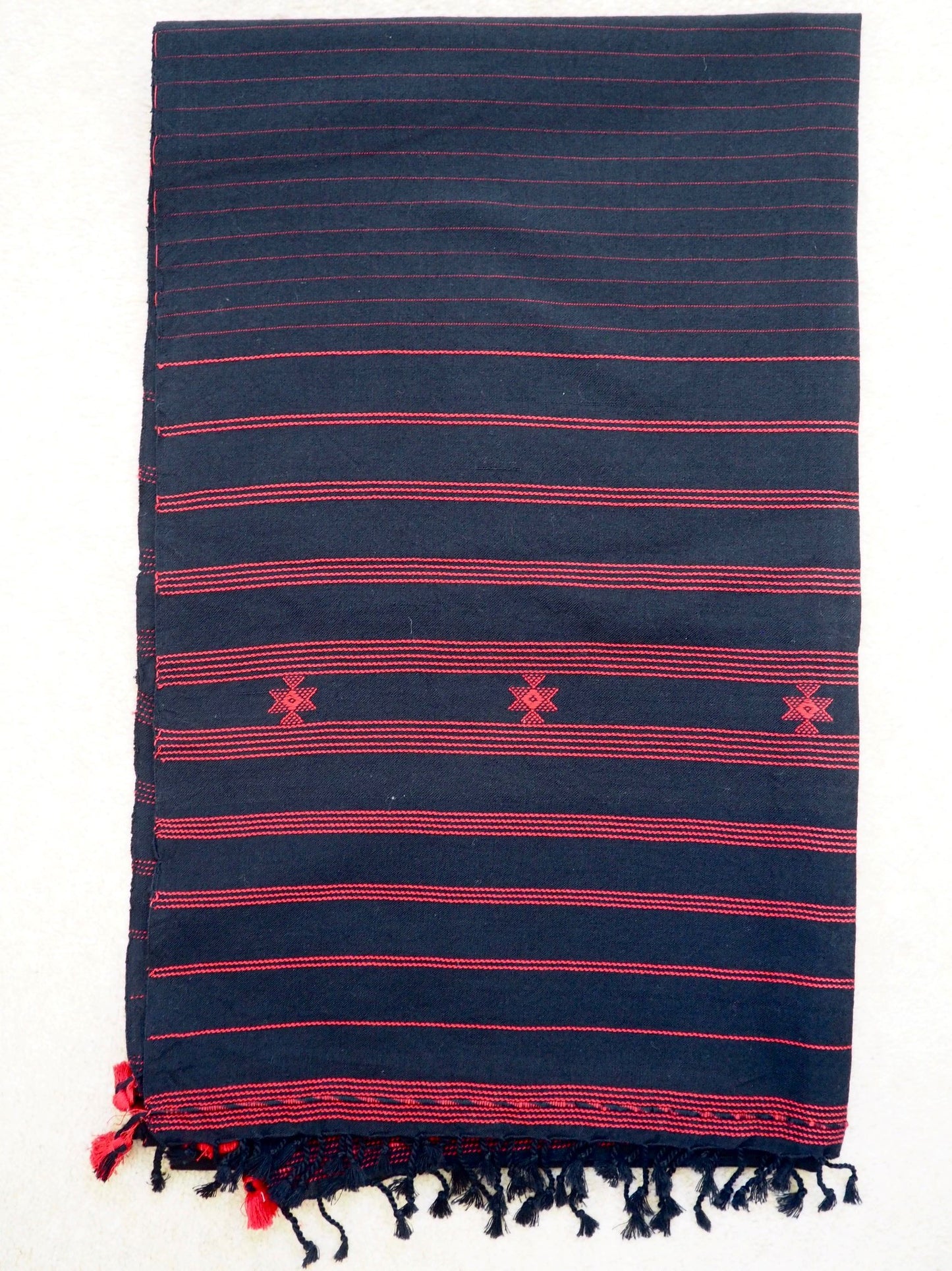 Black Red Cotton Kutch Handloom Scarf
