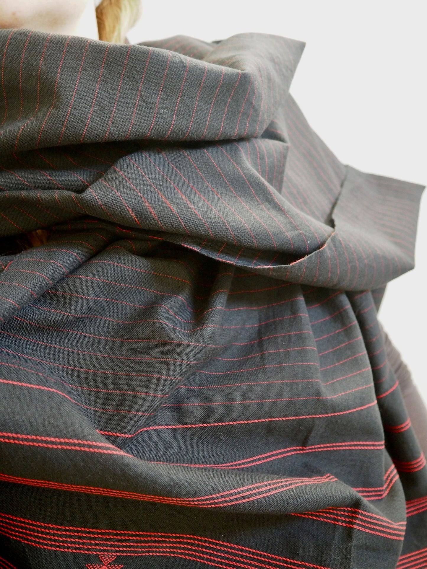 Black Red Cotton Kutch Handloom Scarf