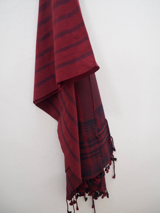 Red Cotton Kutch Handloom Scarf