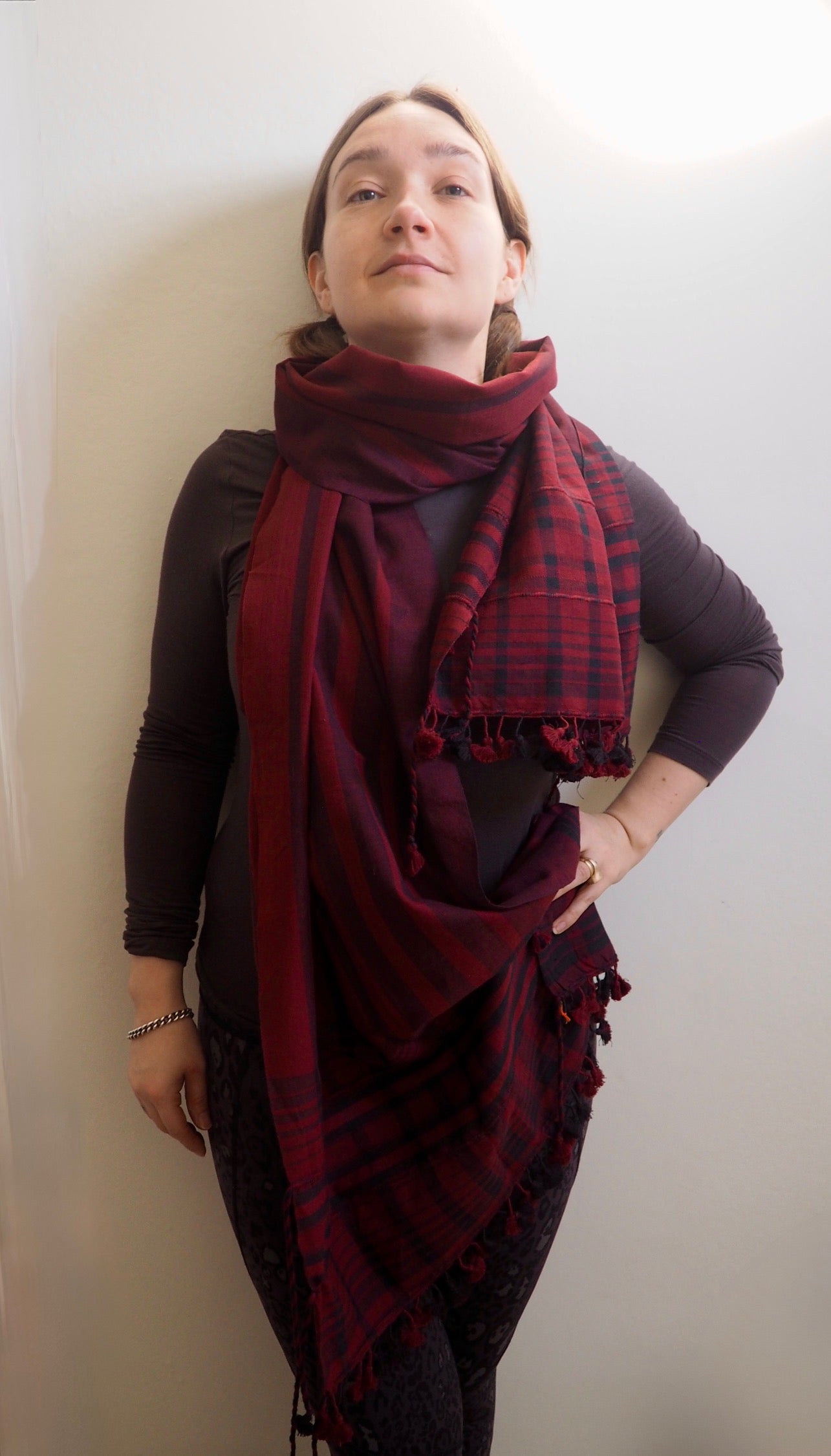 Red Cotton Kutch Handloom Scarf