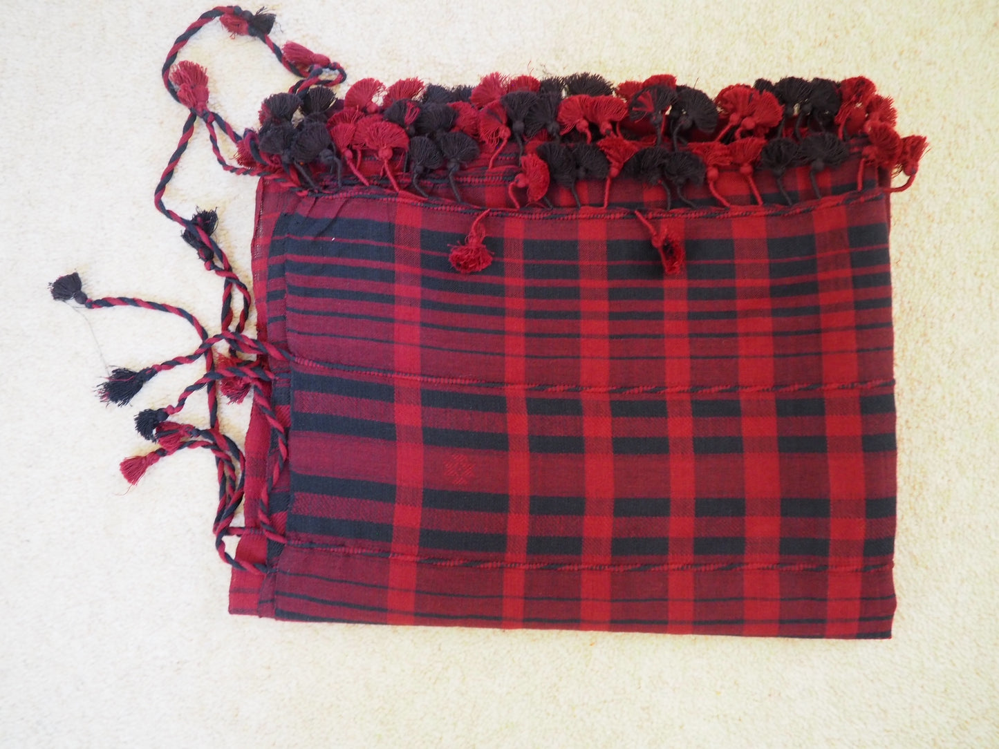 Red Cotton Kutch Handloom Scarf