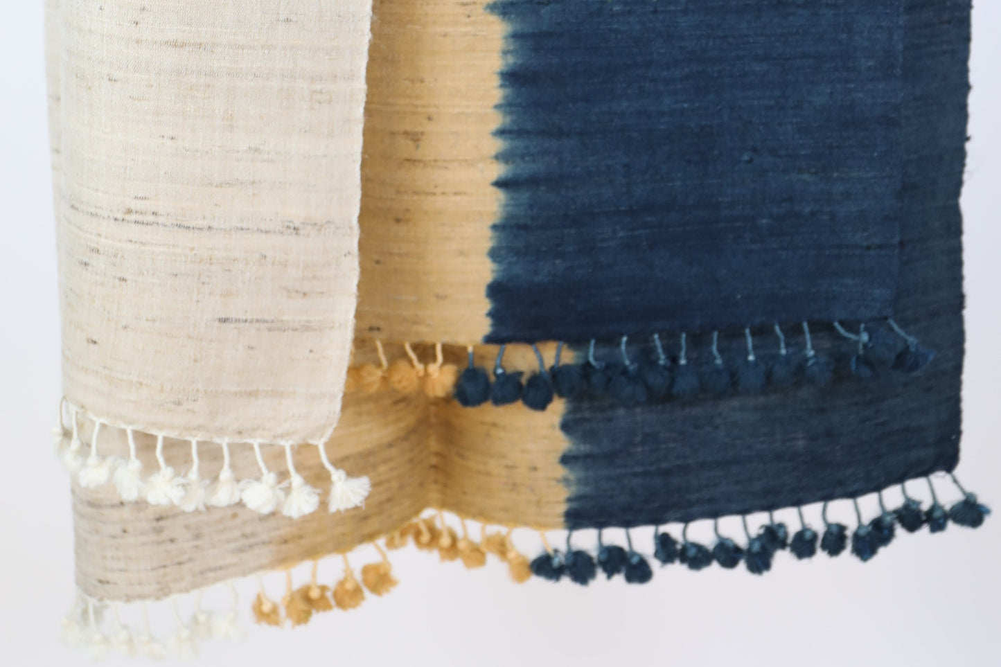 Natural and Indigo Tri Colour Scarf