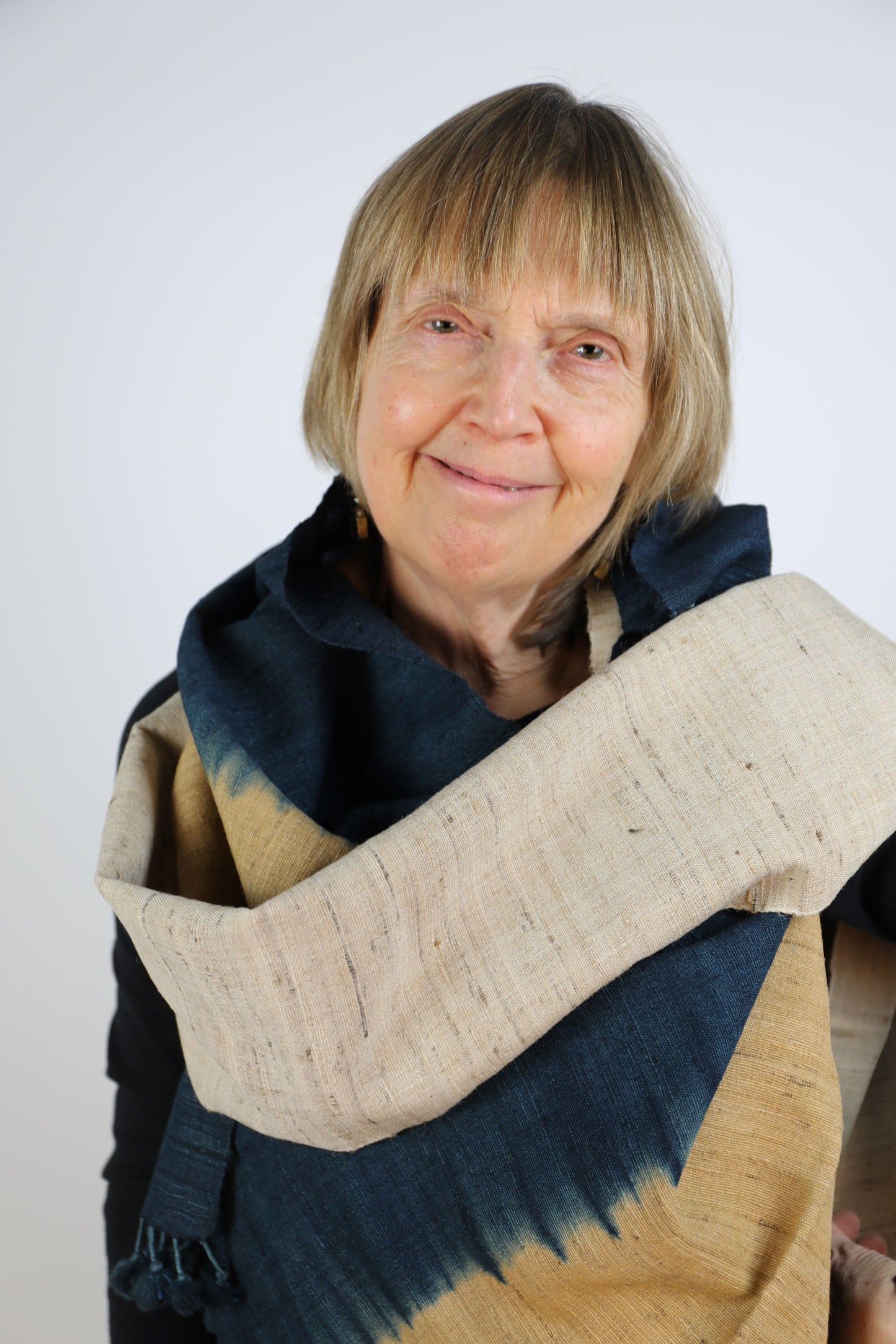 Natural and Indigo Tri Colour Scarf