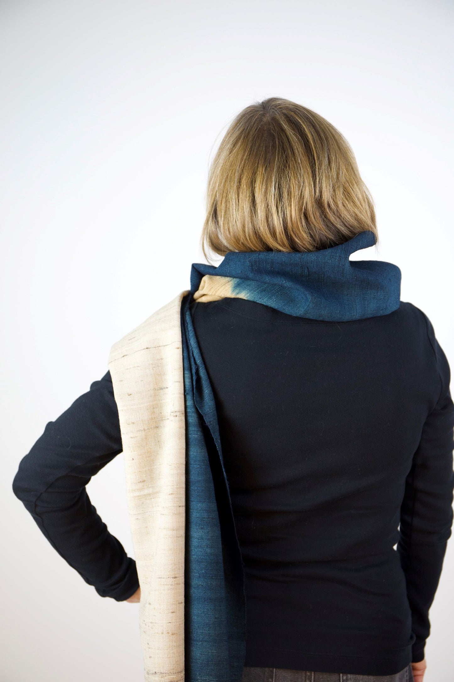 Natural and Indigo Tri Colour Scarf