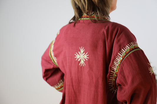 Magenta Kala Cotton Embroidered Jacket – Dhebariya Rabari