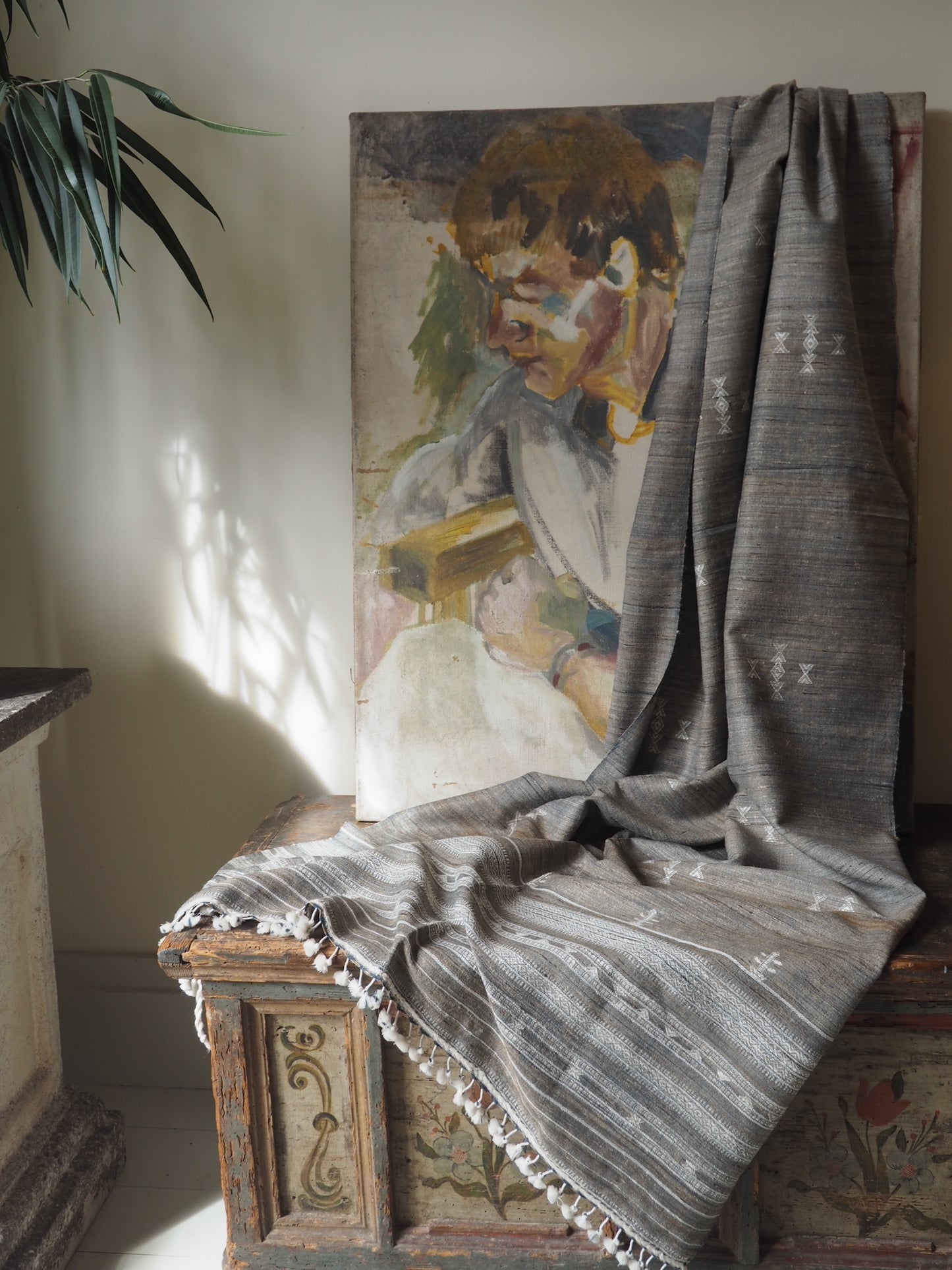 Natural Dye Grey Throw